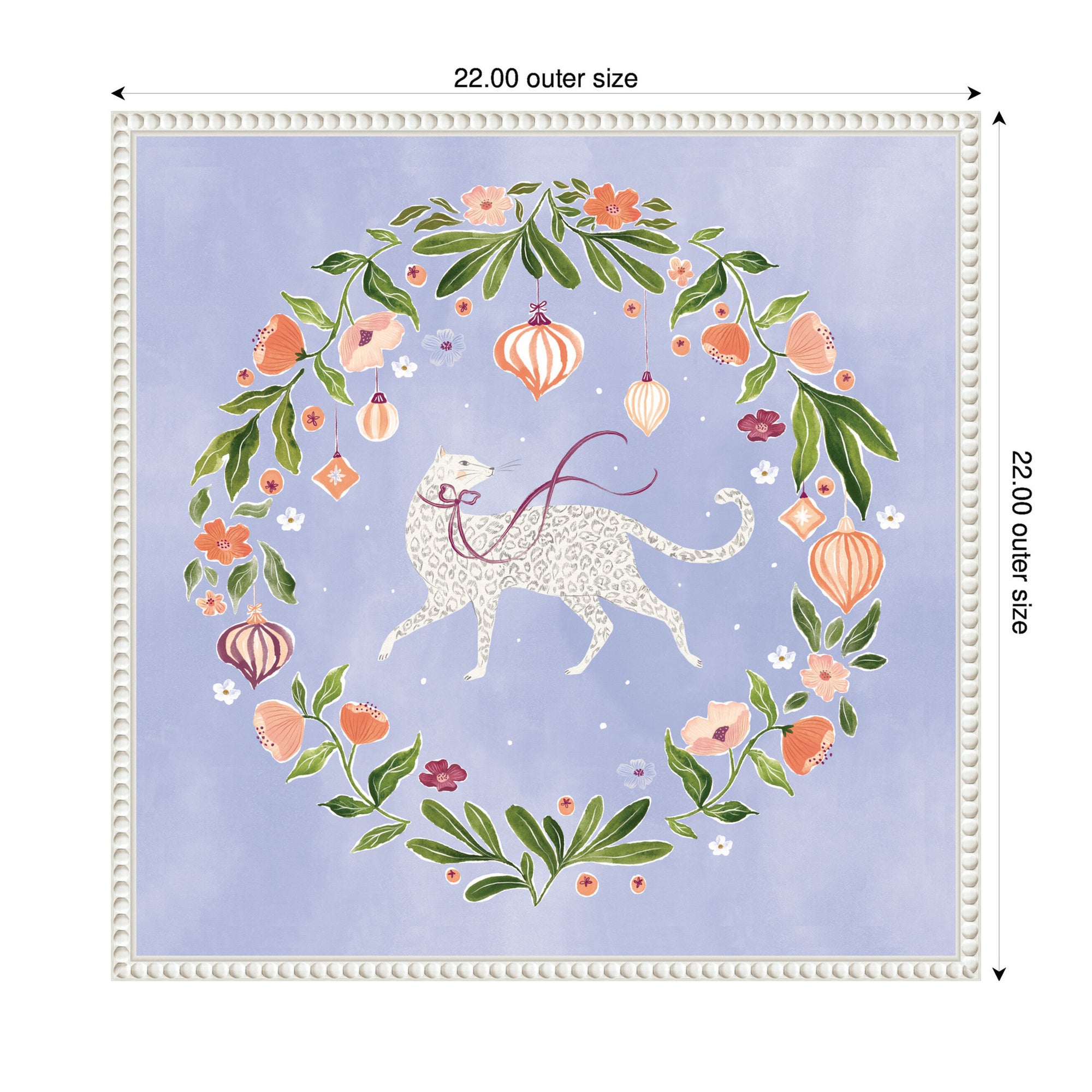 Cat Botanical Wreath by Jill Labieniec Framed Canvas Wall Art Print