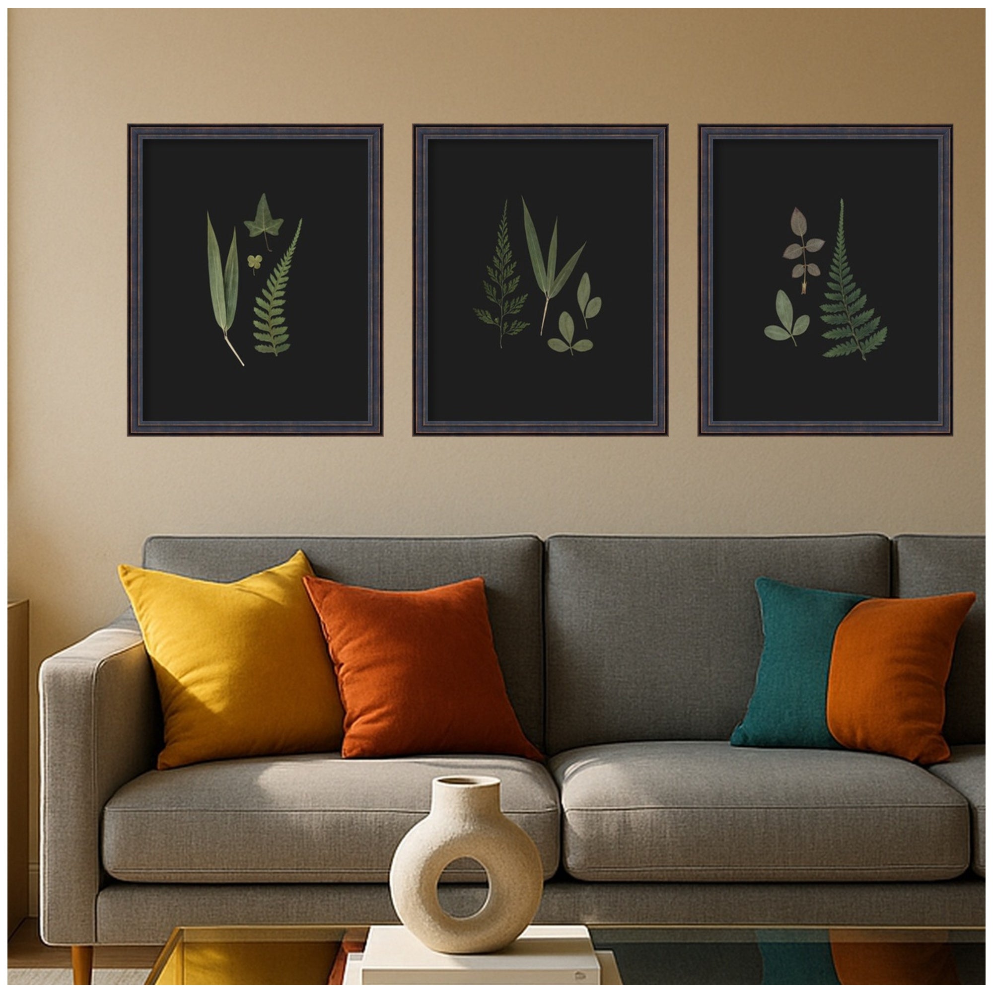 Framed Art Set 3 Piece Set 17x21 Dark Bronze Scoop 7