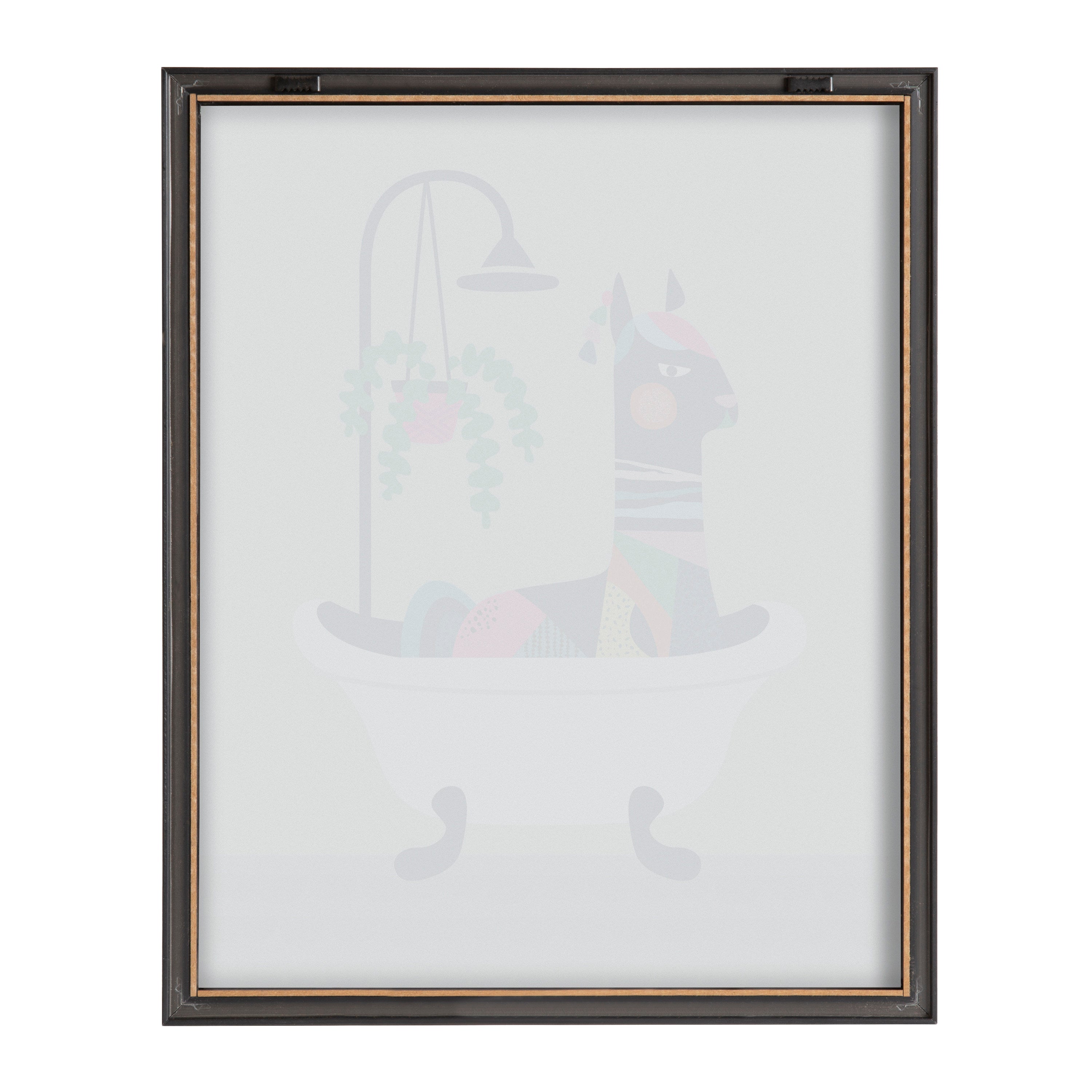 Blake Mid Century Modern Llama in the Tub Framed Printed Glass by Rachel Lee of My Dream Wall