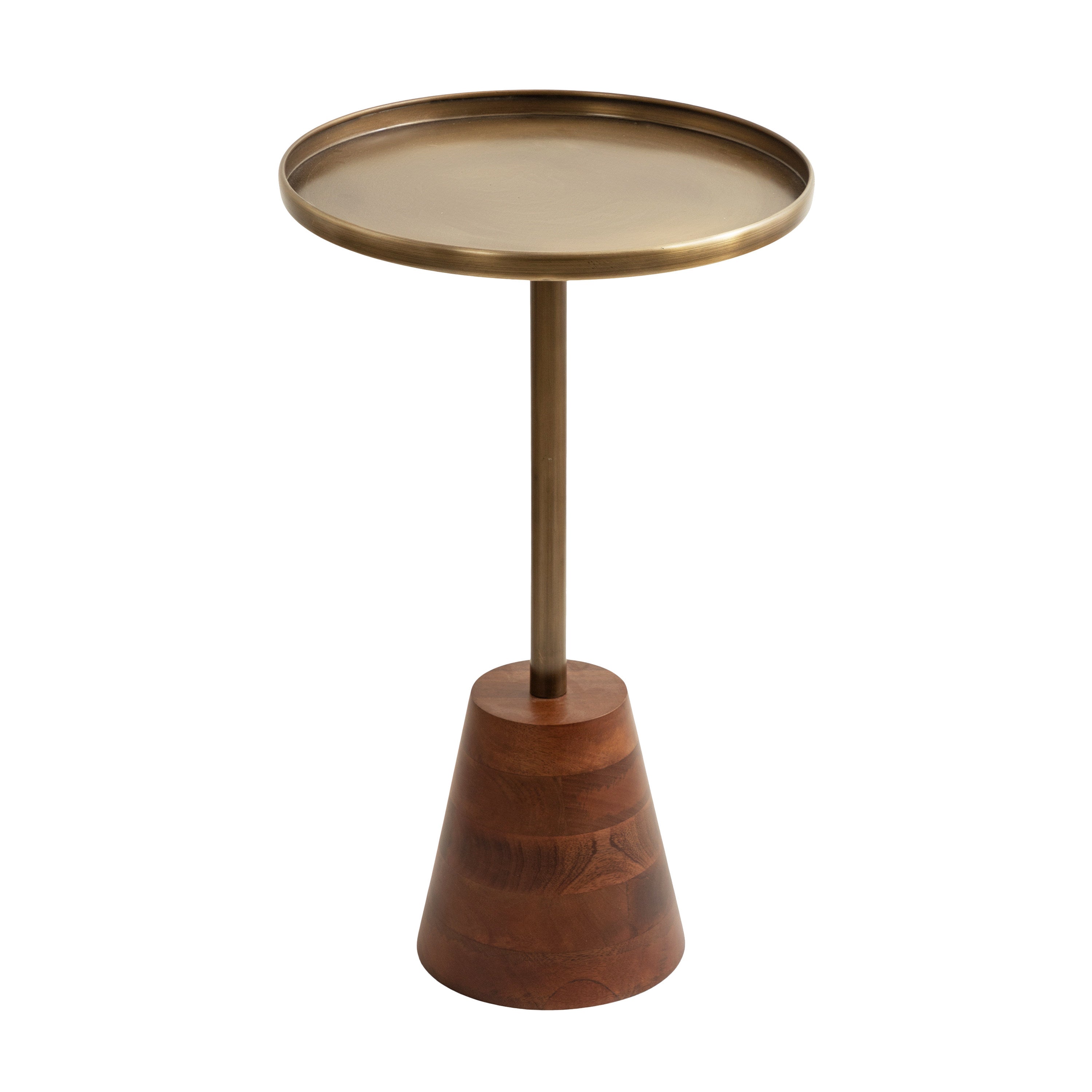 Side Table Gold Walnut Brown 14x14x24 1