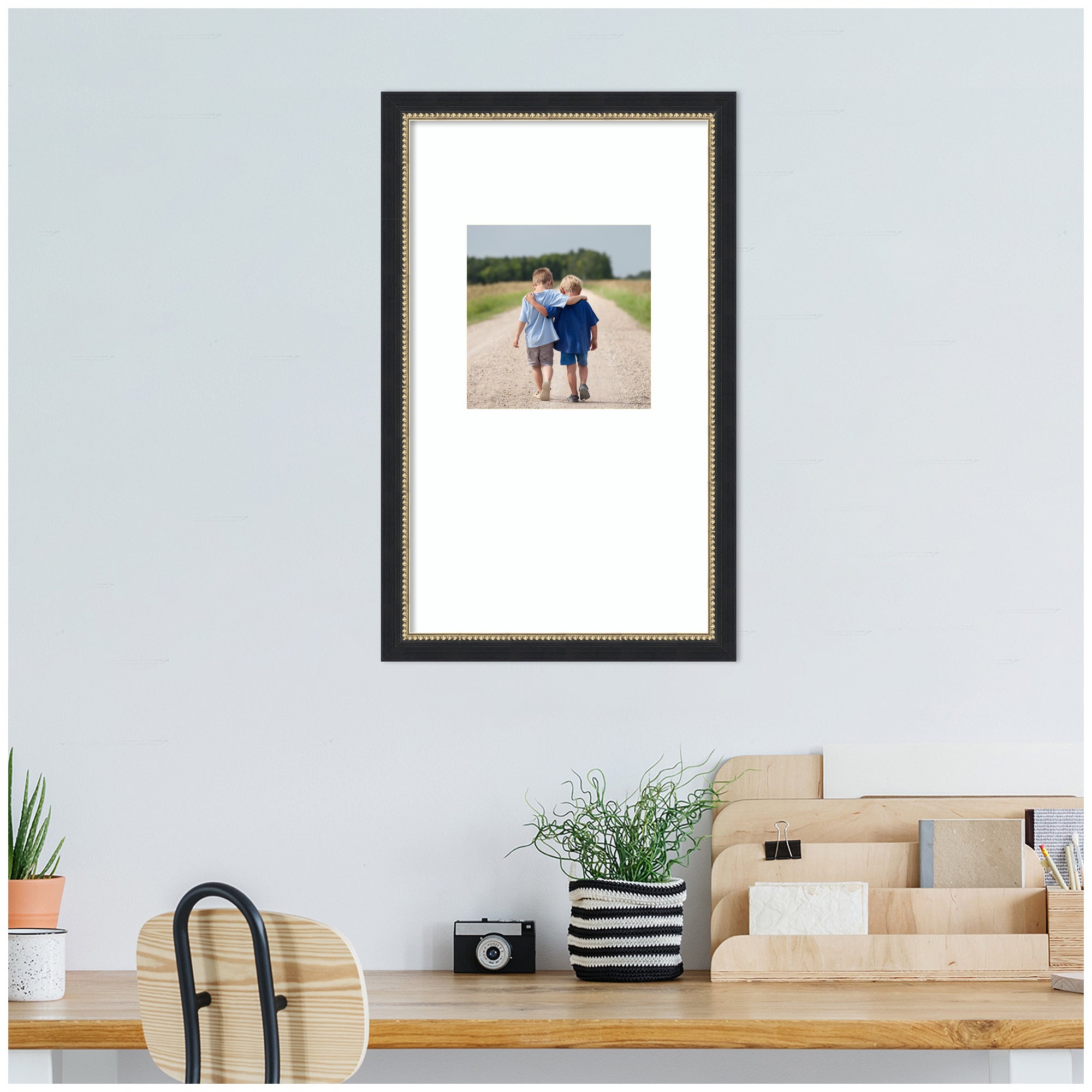 Wall Frame Belmont Black 13x22 matted to 8x8 6