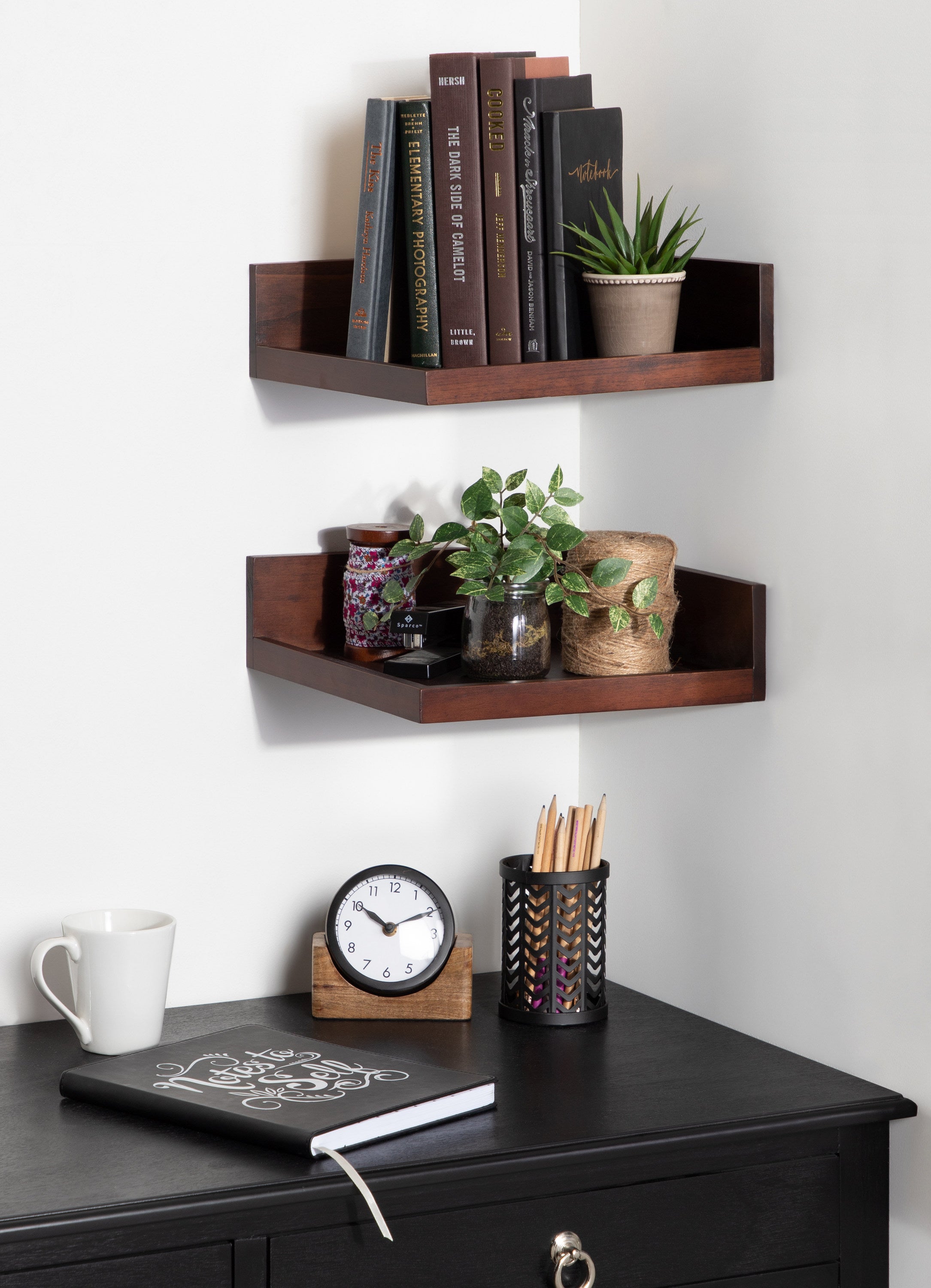 Levie Floating Corner Wood Wall Shelf Set