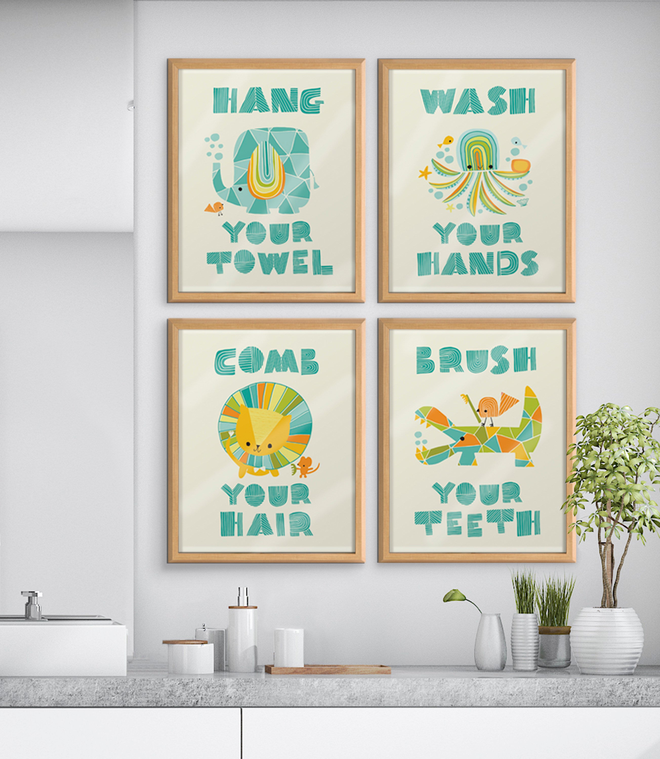 Blake Splish Splash Zoo Lion Framed Printed Glass by Heather Rosas