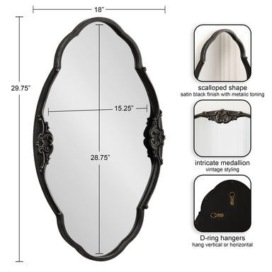 Scallop Mirror Black 30x18 2