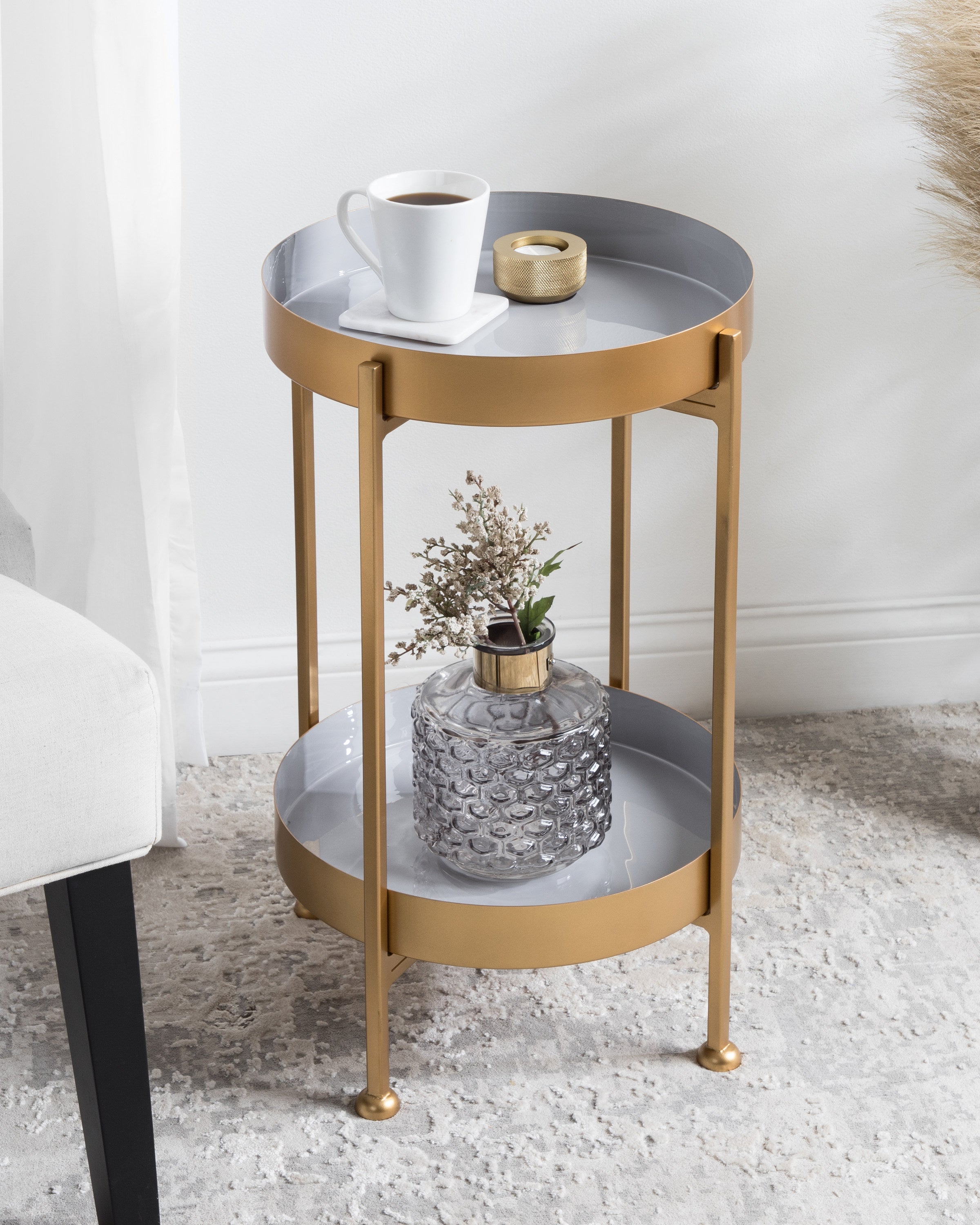 Side Table 15x15x24 Gold Gray 7