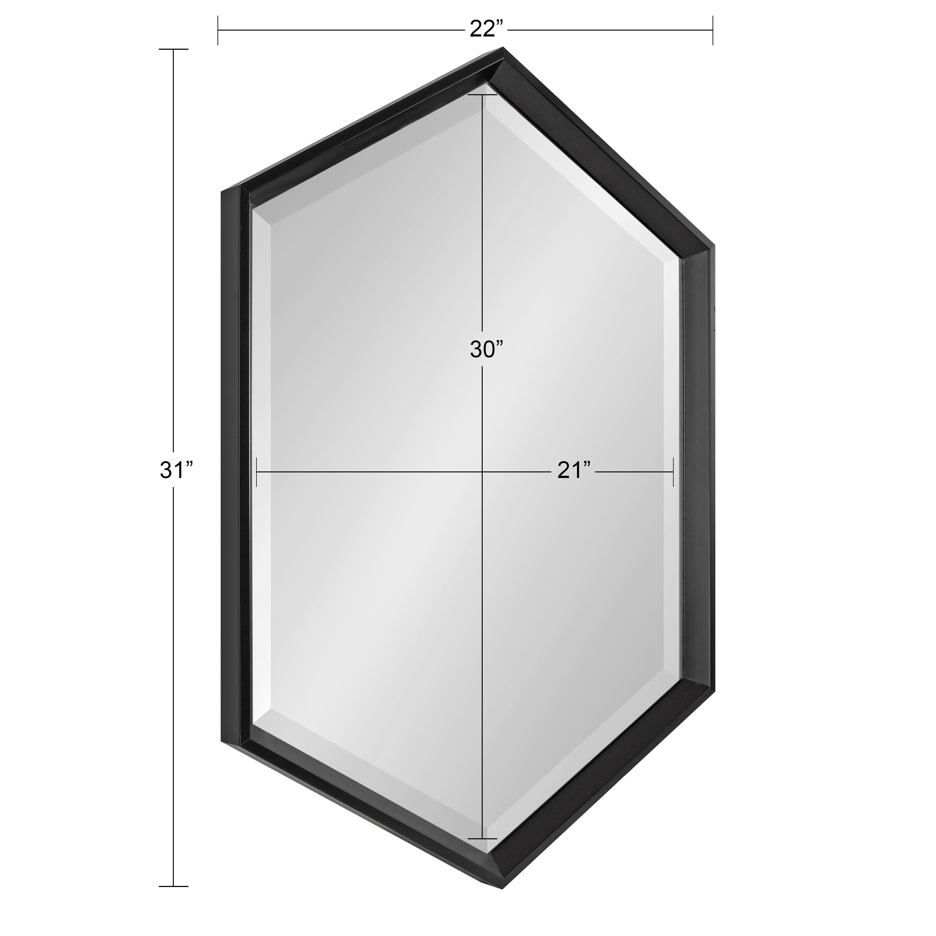Hexagon Mirror Black 22x31 5