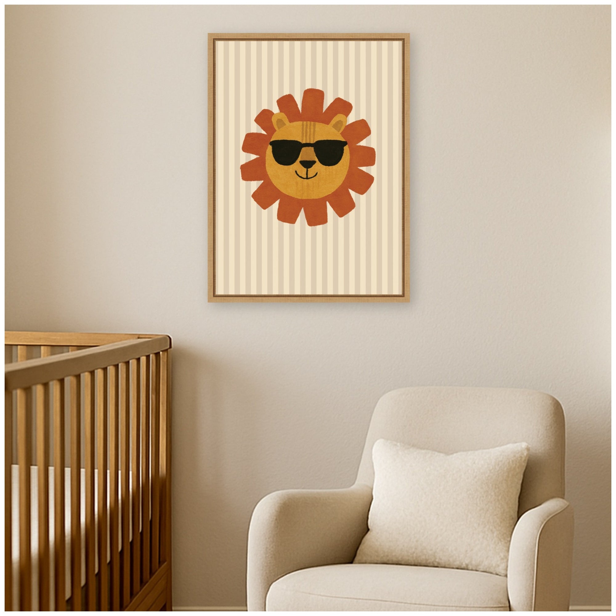 Cool Lion Rolled Poster Sunglasses by Laura Moss Framed Canvas Wall Art Print