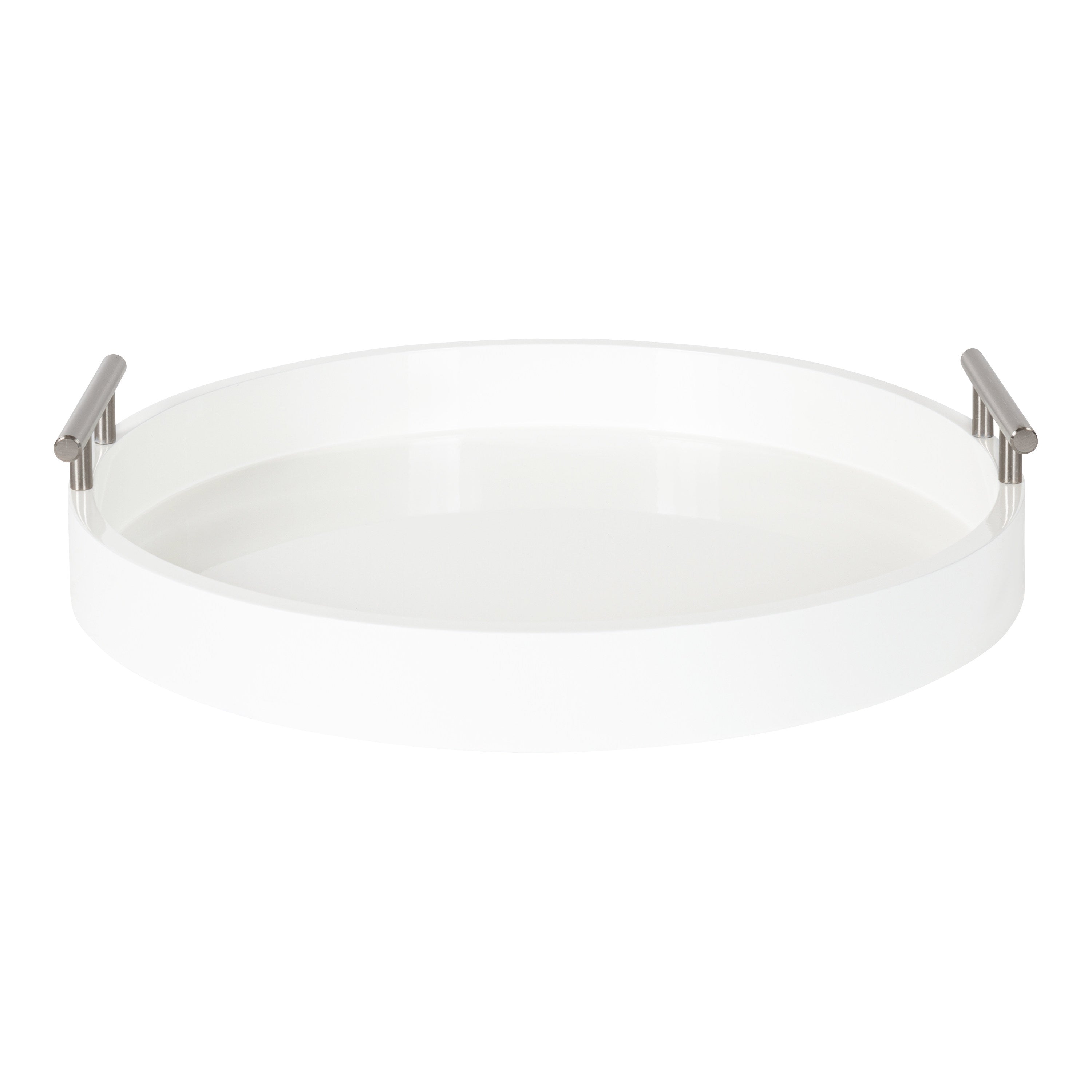 Single Tray White Silver 15.5" Diameter 2