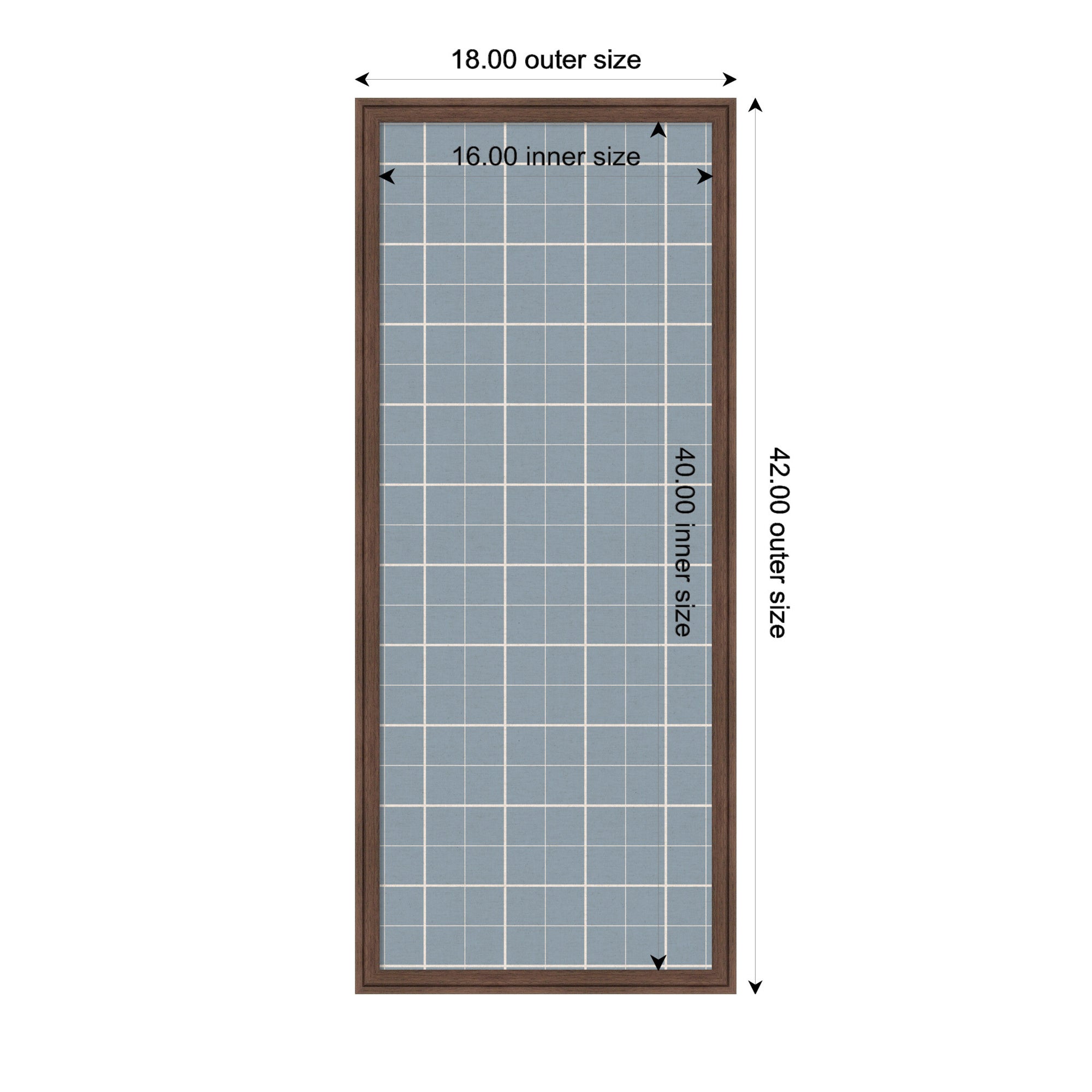 Framed Fabric Pinboard Light Blue Plaid Wall Organization