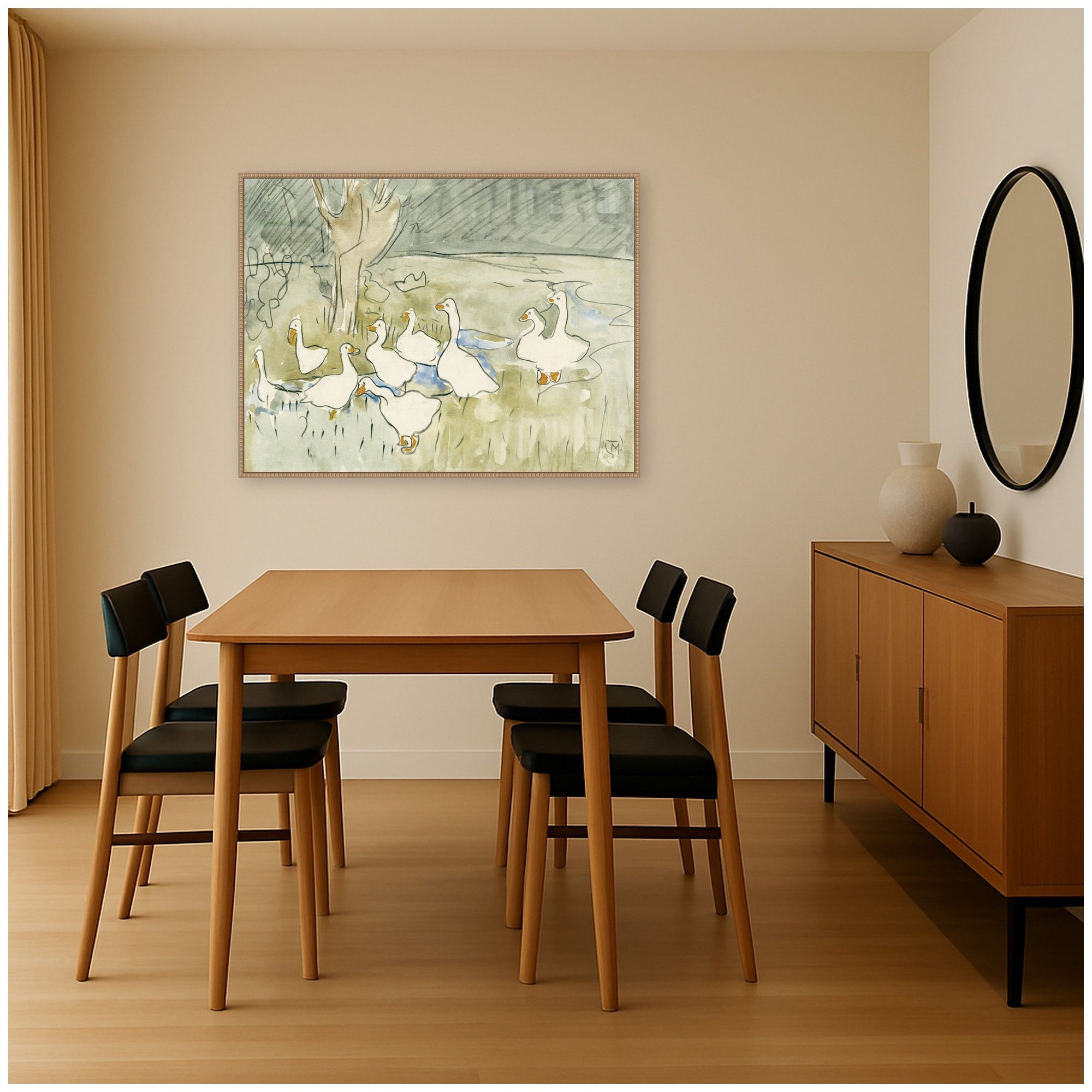 Ducks 1917 Theo van Hoytema by Nostalgia Prints Framed Canvas Wall Art Print
