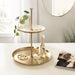 Tiered Tray White Gold 12x12x15 7