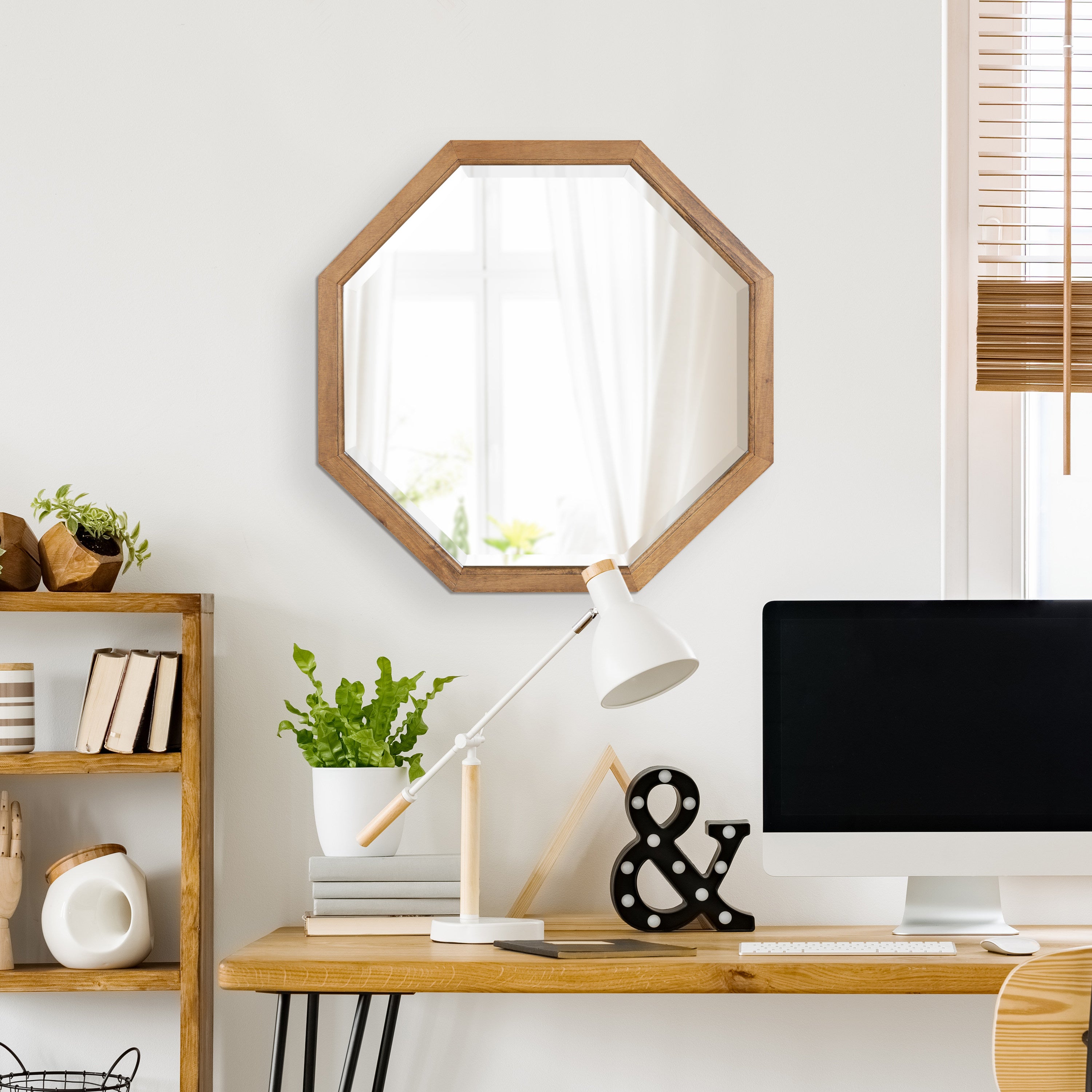 Octagon Mirror Rustic Brown 24x24 6