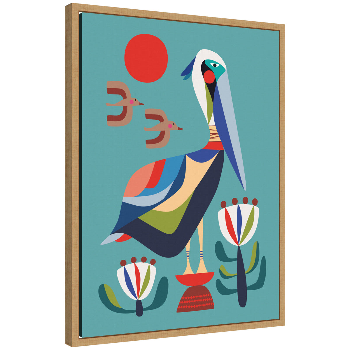 Pelican Garden by Rachel Lee Framed Canvas Wall Art Print — kateandlaurel