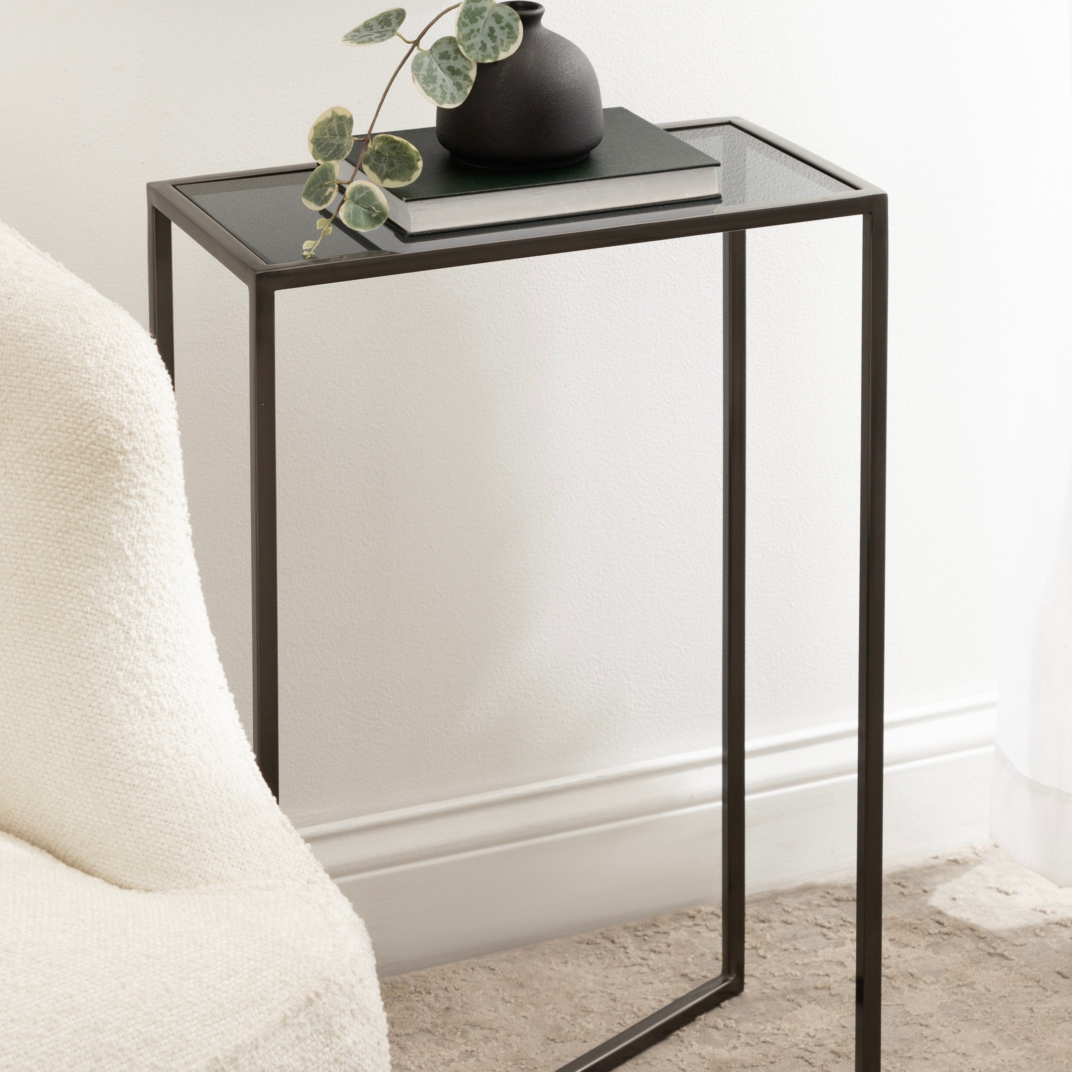 Side Table Black Pewter 16x8x24 6