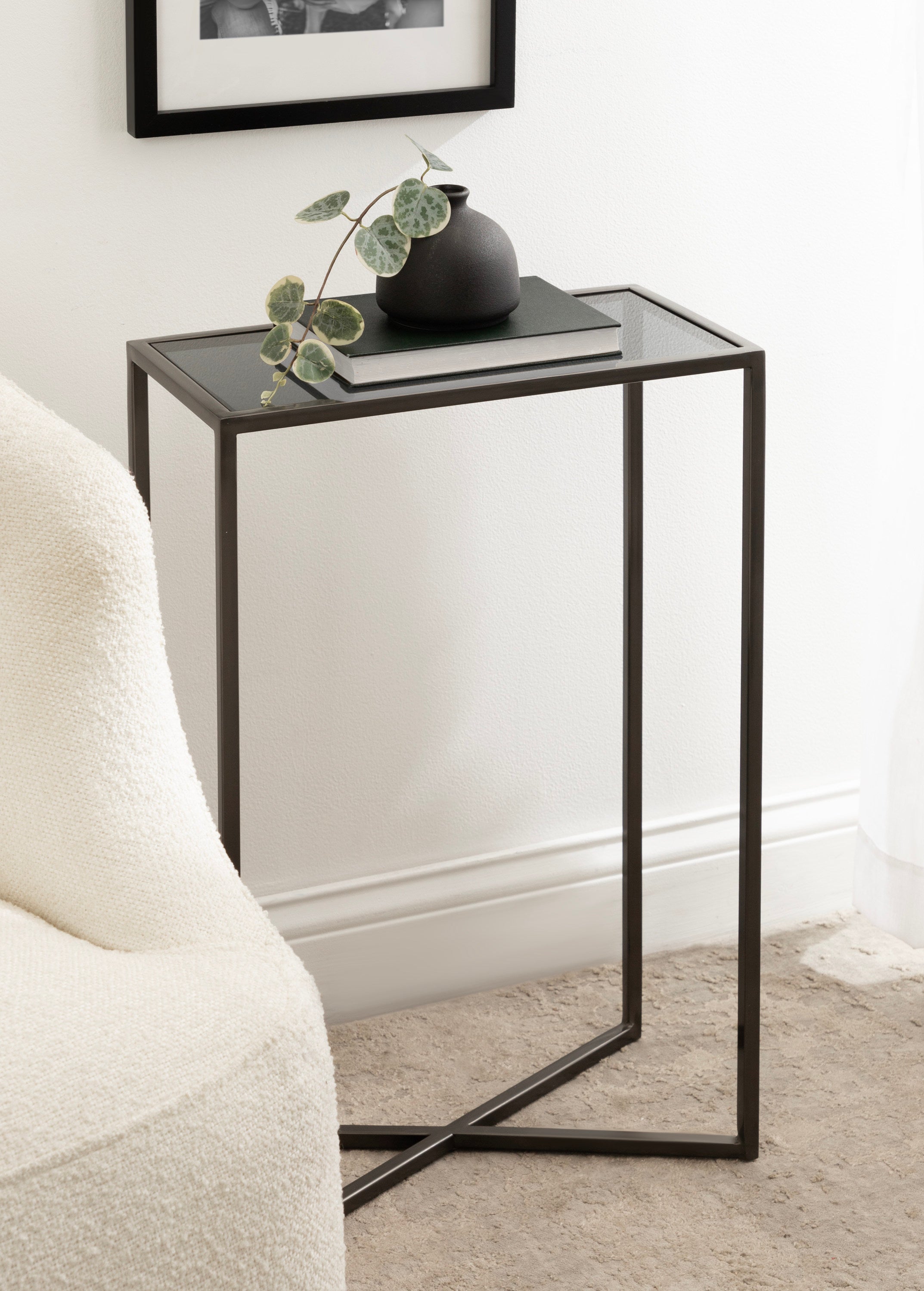 Side Table Black Pewter 16x8x24 6