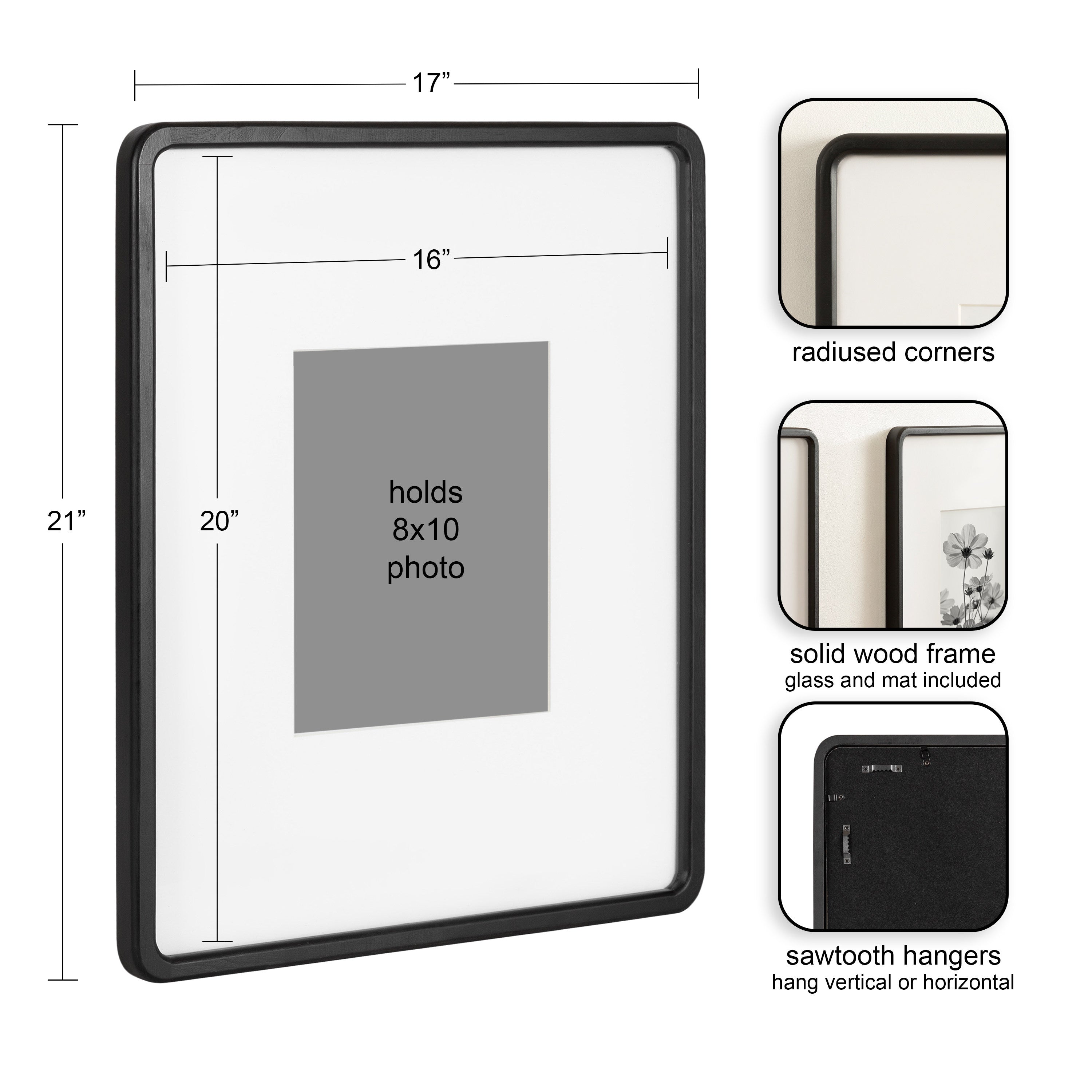 Wall Frame 16x20 matted to 8x10 Black 2