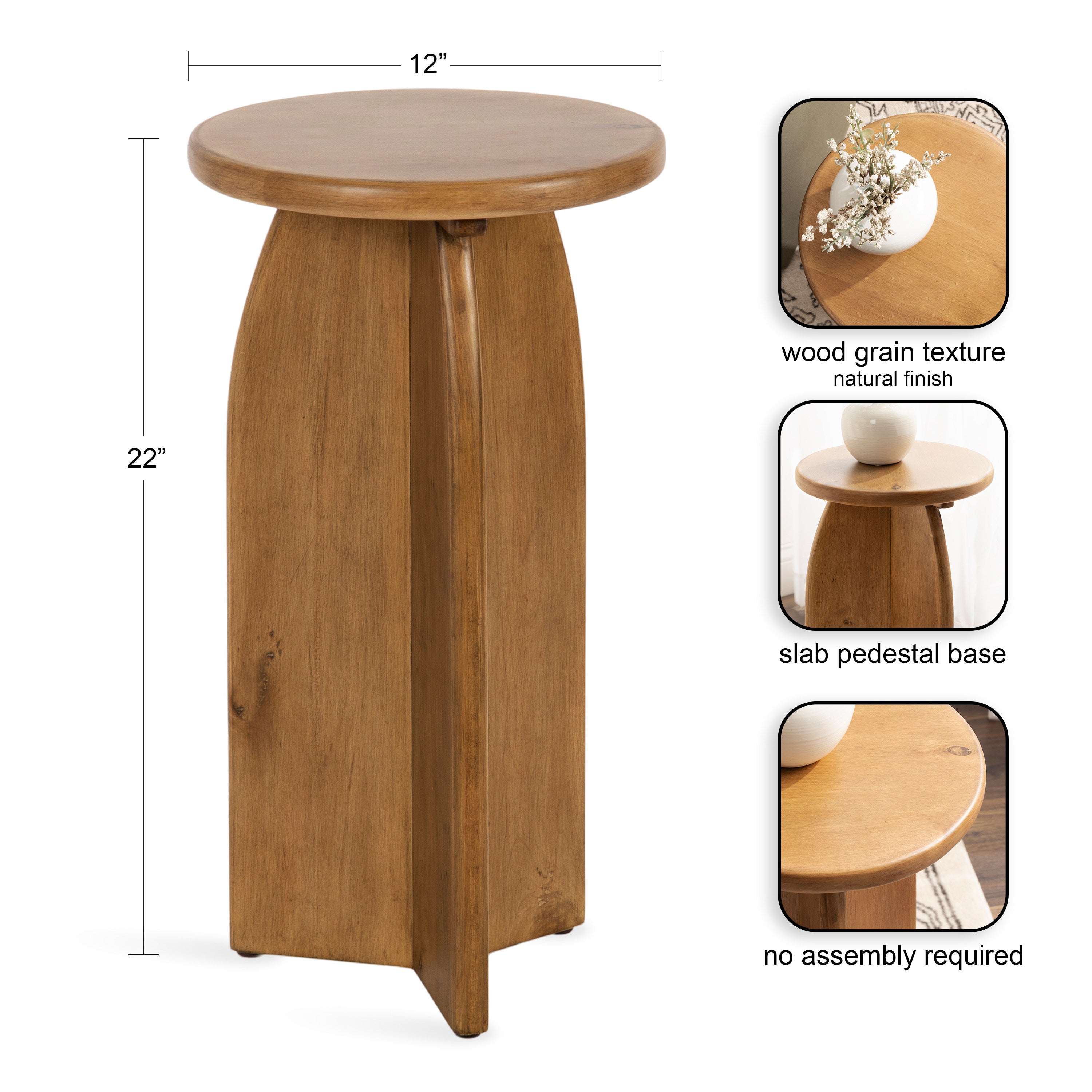 Drink Table Rustic Brown 12x12x22 2