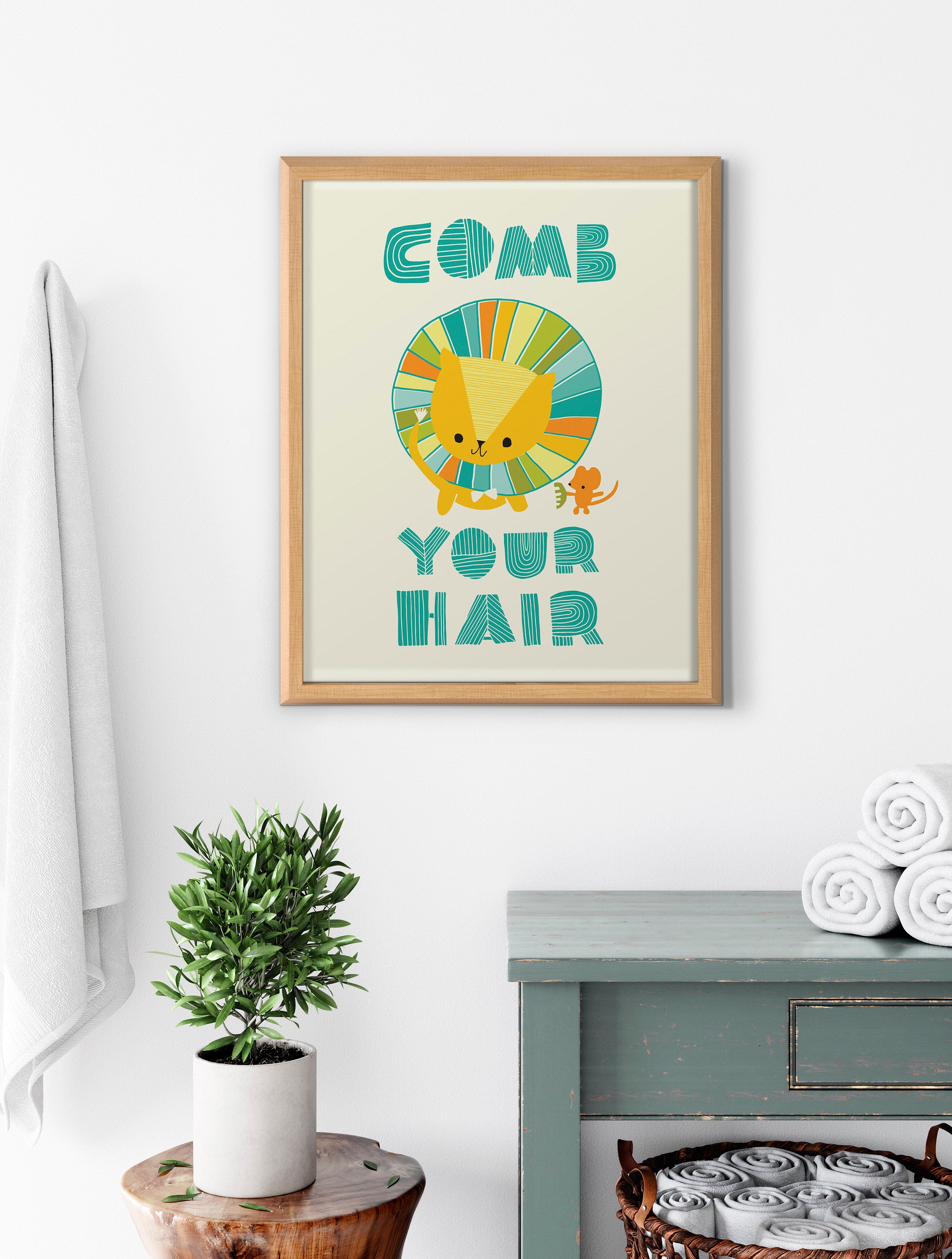 Blake Splish Splash Zoo Lion Framed Printed Glass by Heather Rosas