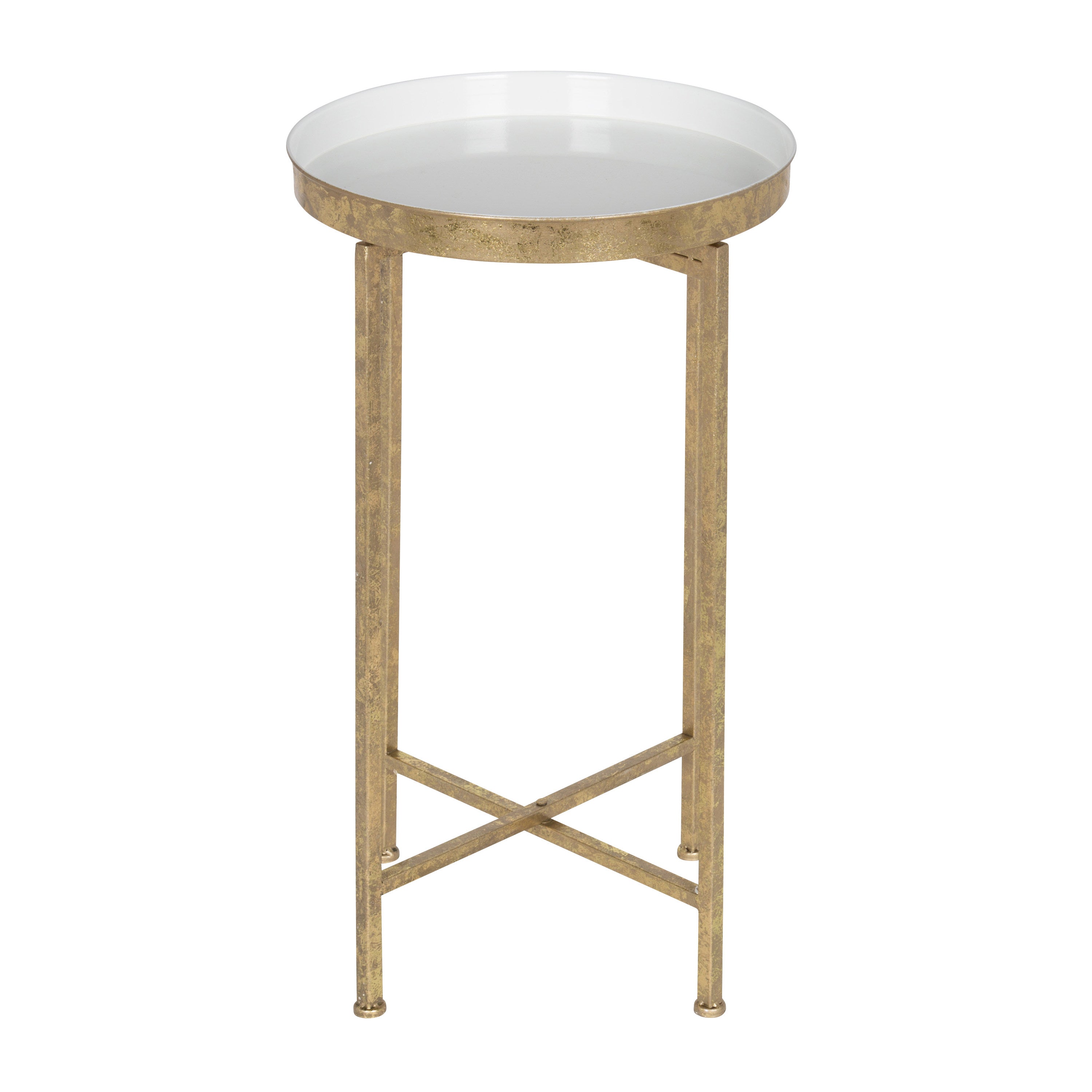 Tea Table Gold White 14x14x26 2