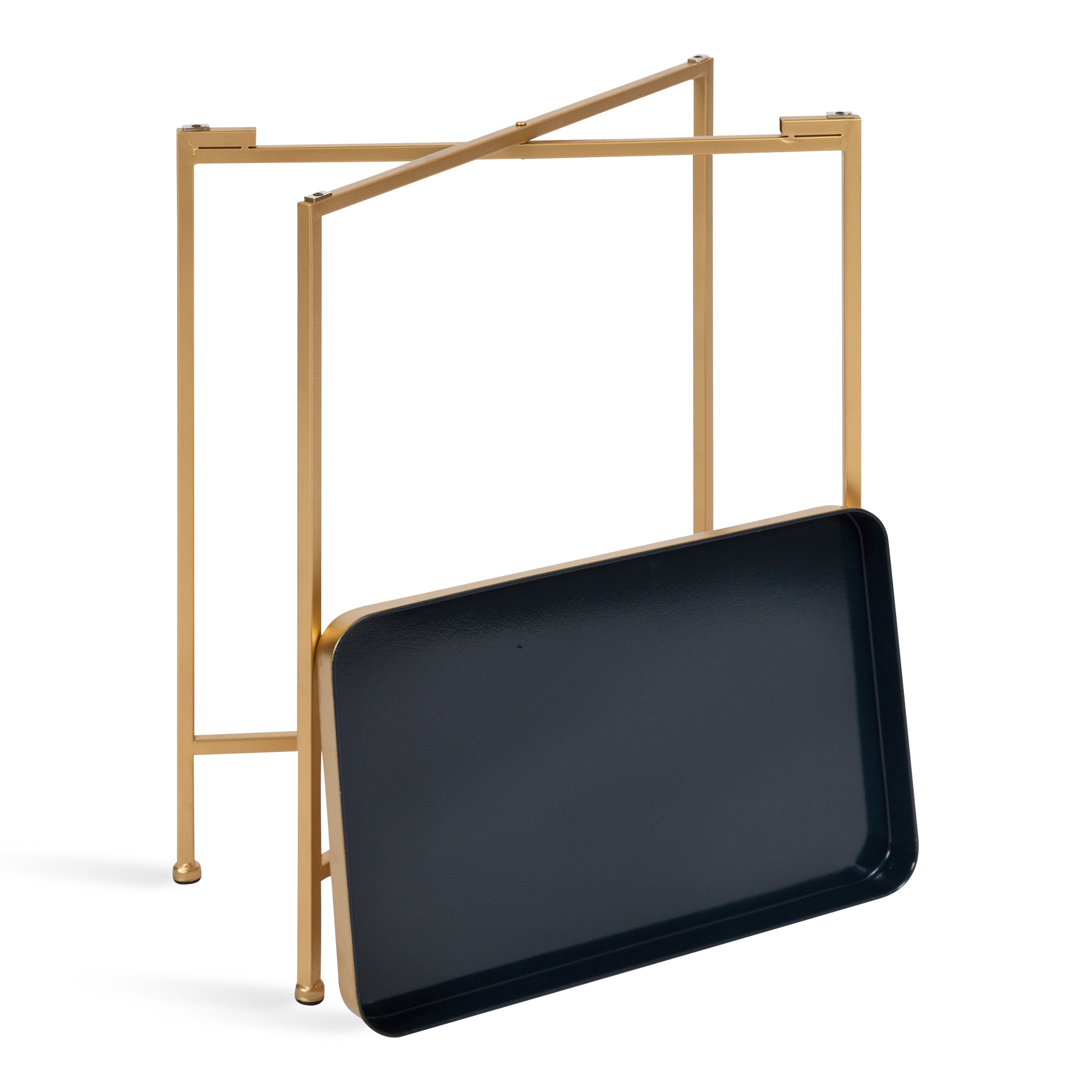 Side Table Navy Blue Gold 18x12x26 4