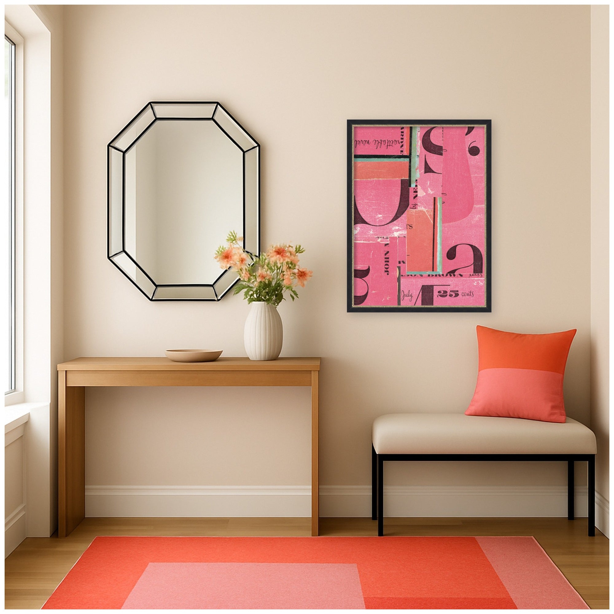 Typography Pink by Felicia Dadak Framed Mounted Canvas Wall Art Print