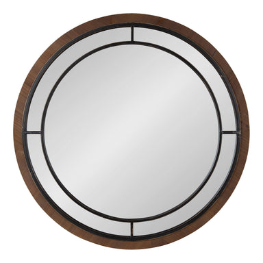 Round Mirror Walnut Brown 28" Diameter 2