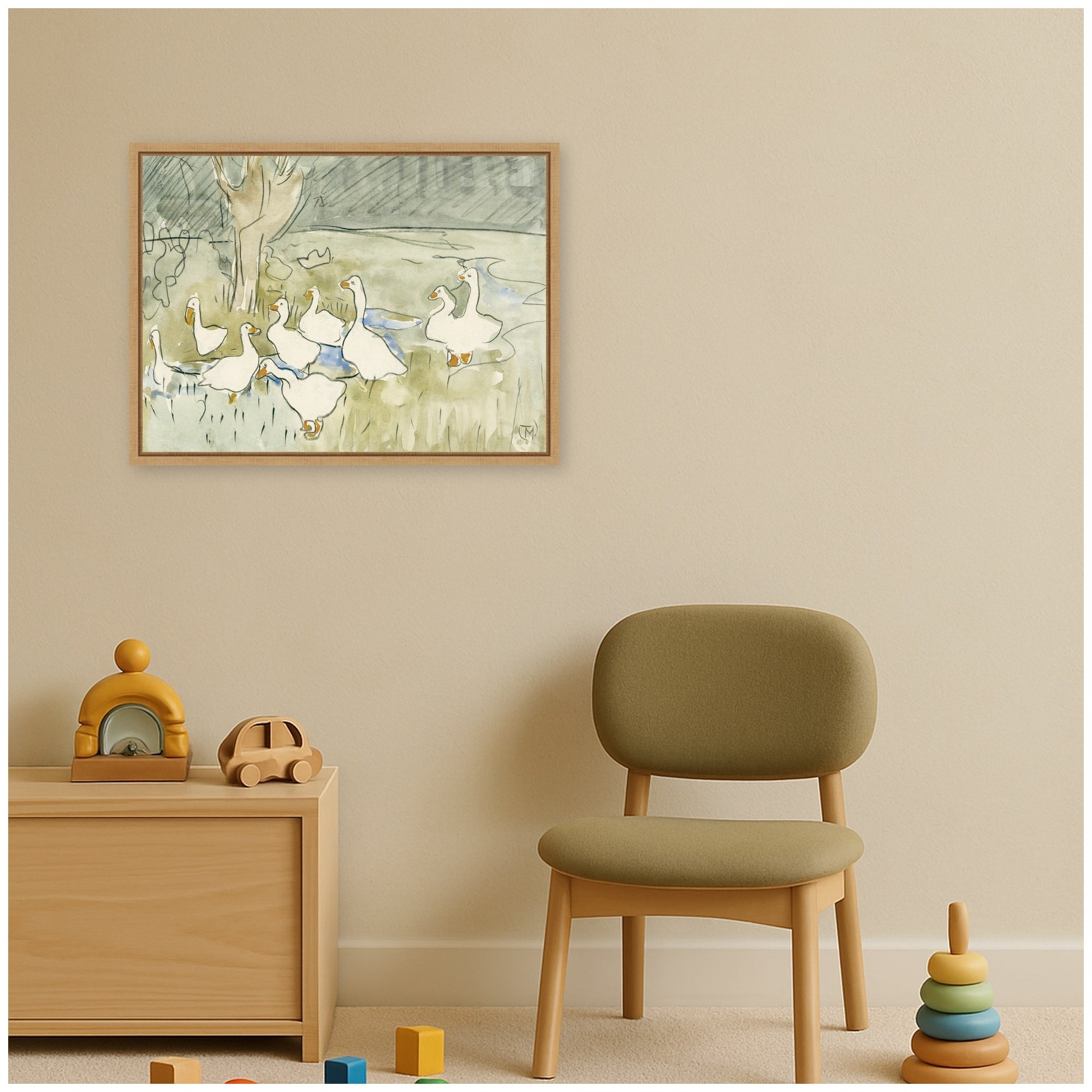 Ducks 1917 Theo van Hoytema by Nostalgia Prints Framed Canvas Wall Art Print