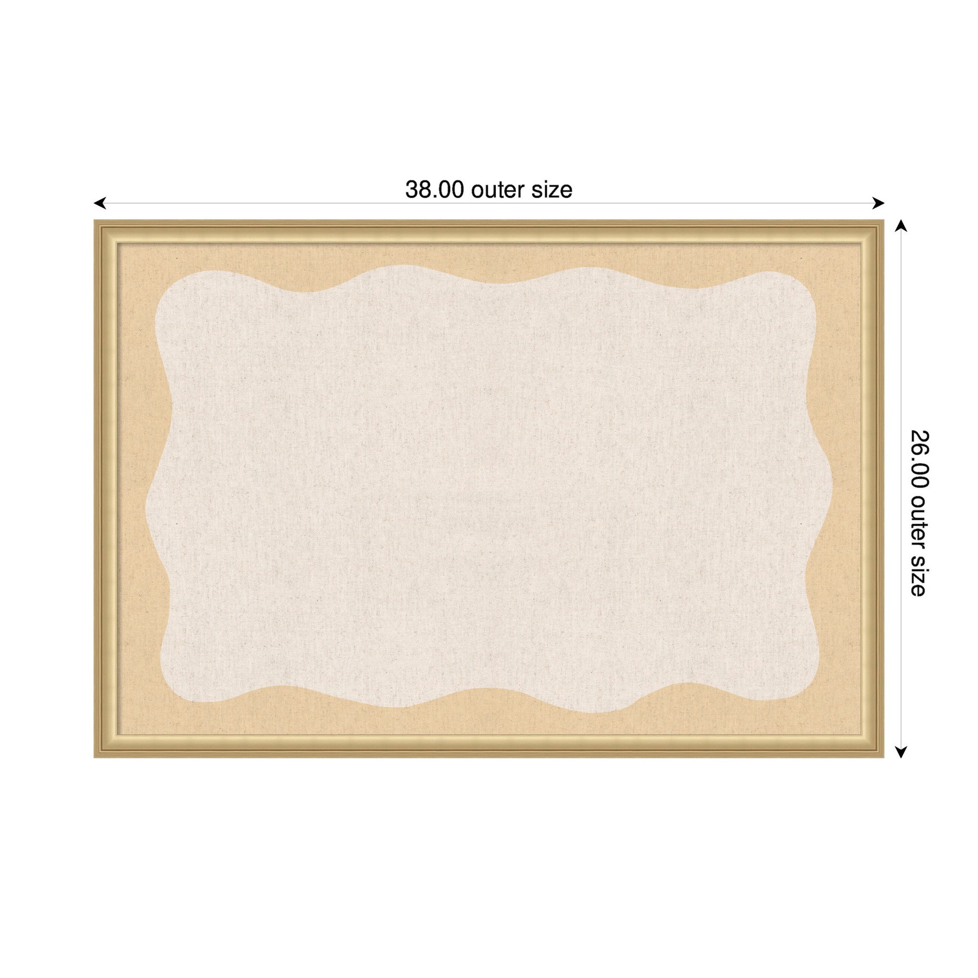 Framed Fabric Pinboard Wavy Neutral Linen and Yellow Wall Organization