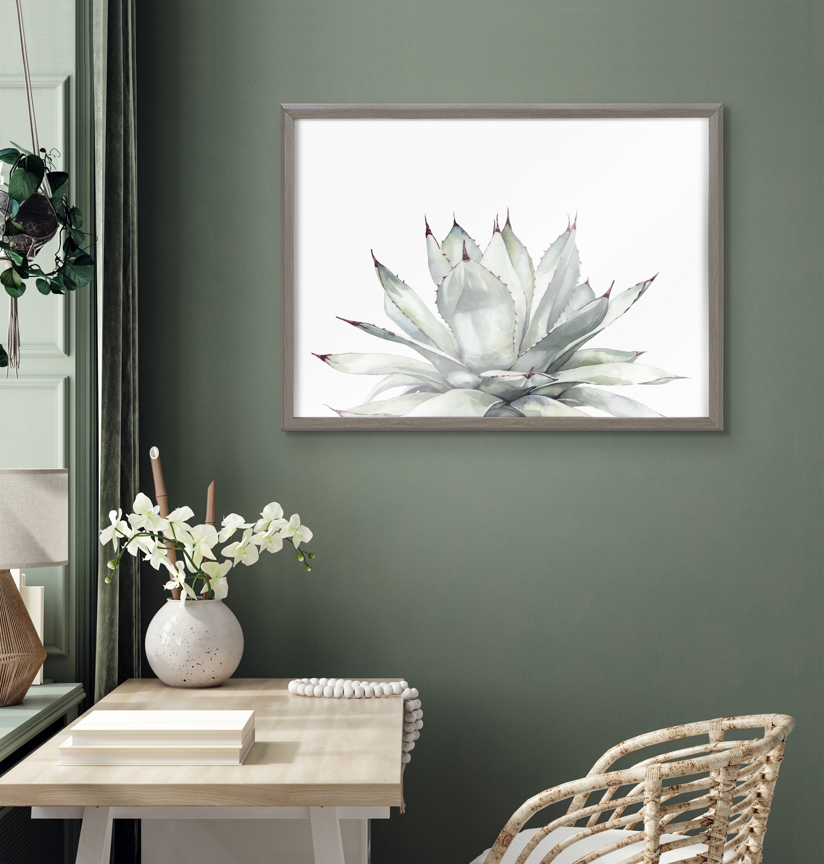 Blake Parrys Agave Framed Printed Glass by Emily Marie Watercolors