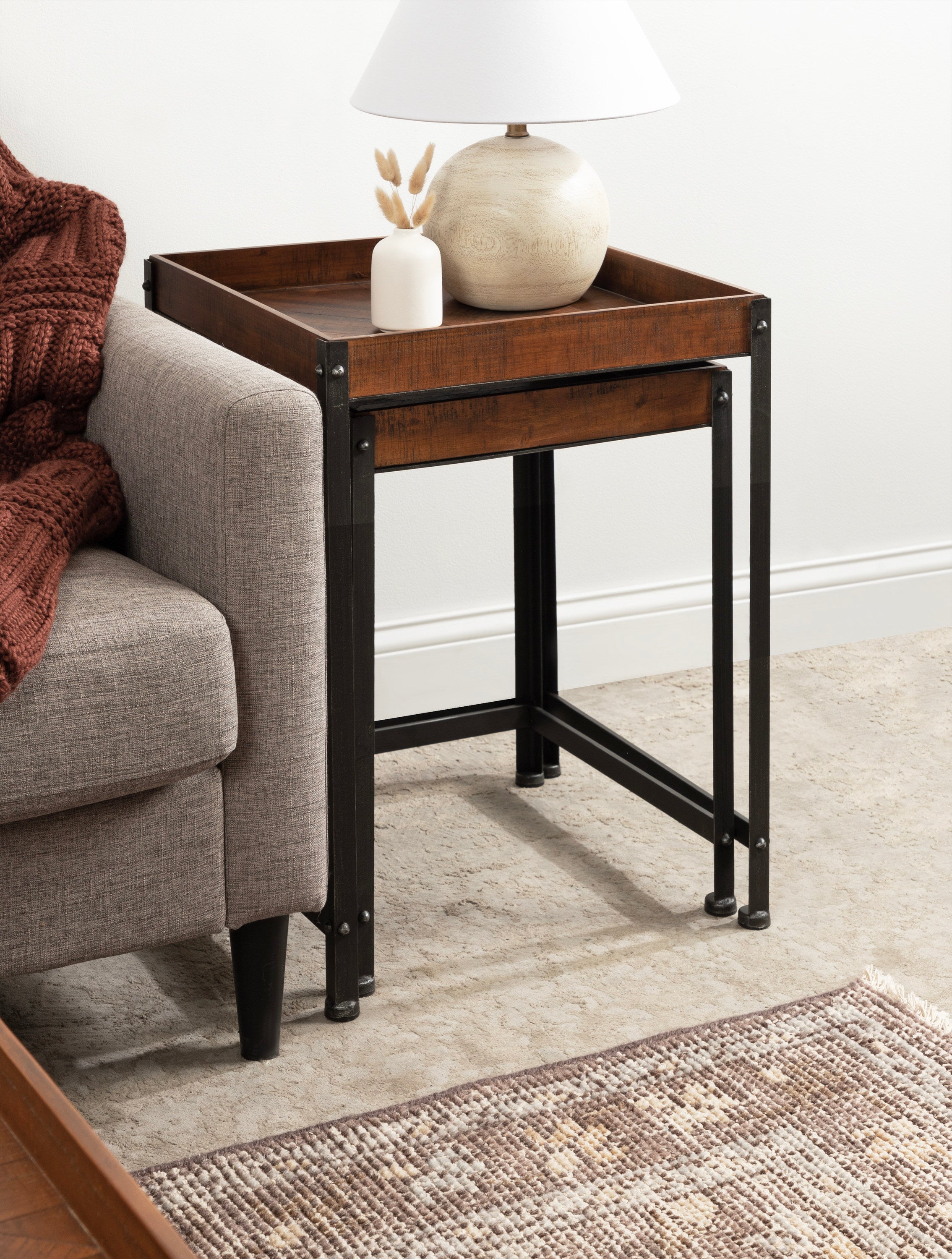 Marsh Wood and Metal Accent Table Set