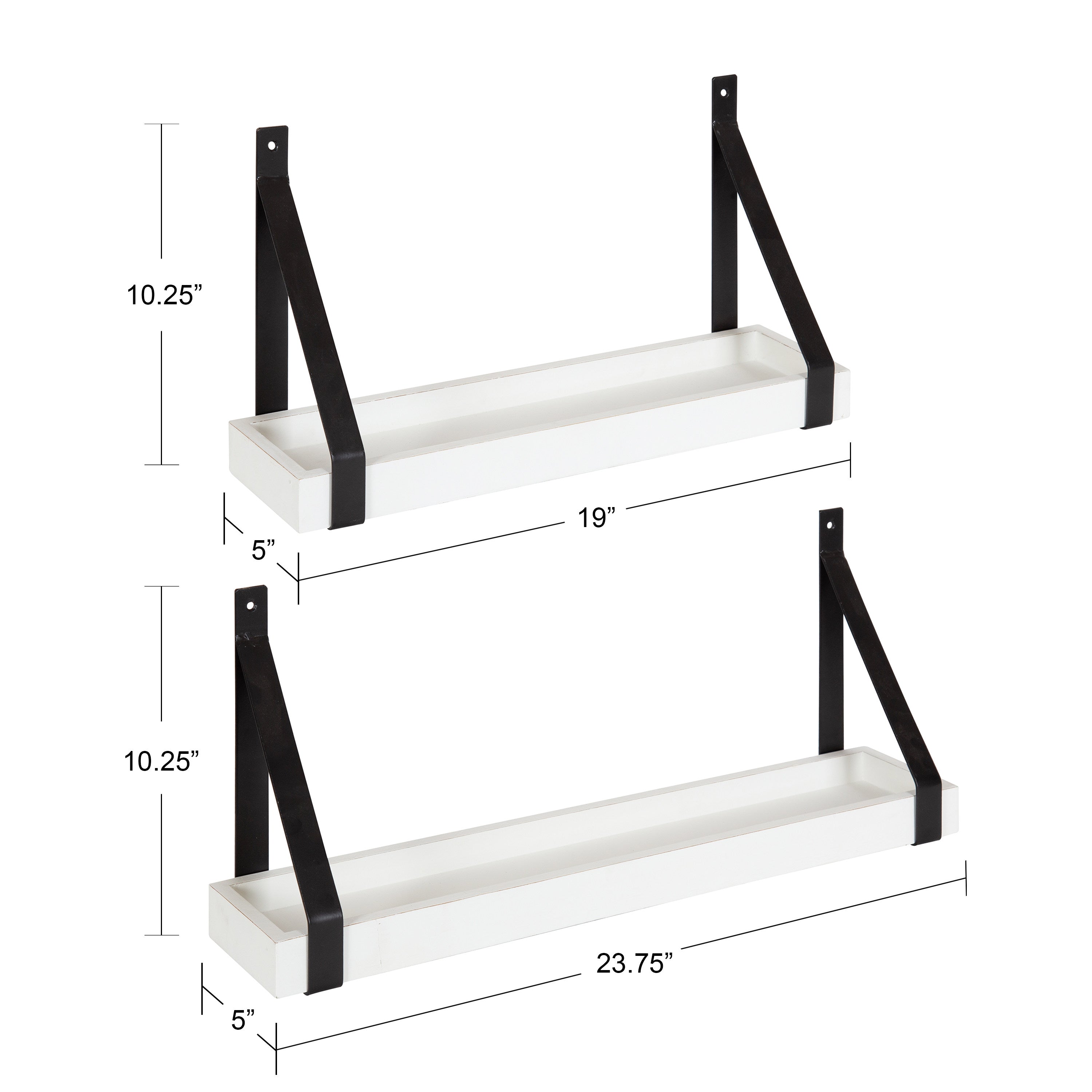 Floating Shelf White Black 2 Piece 2