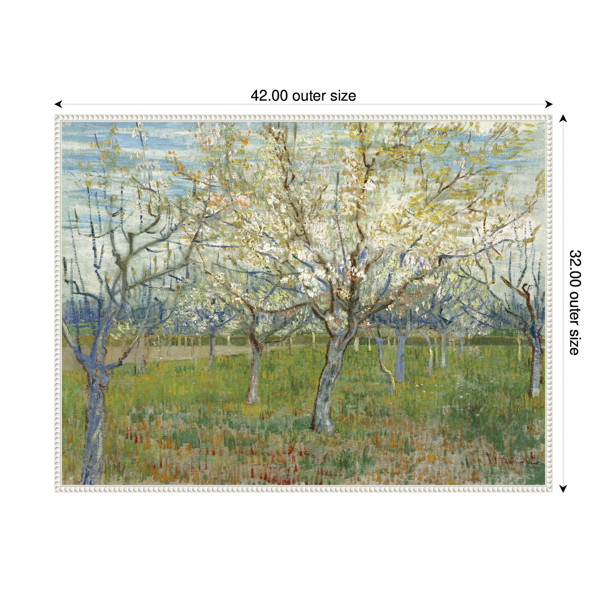 Framed Canvas 42x32 Sylvie Beaded White 2
