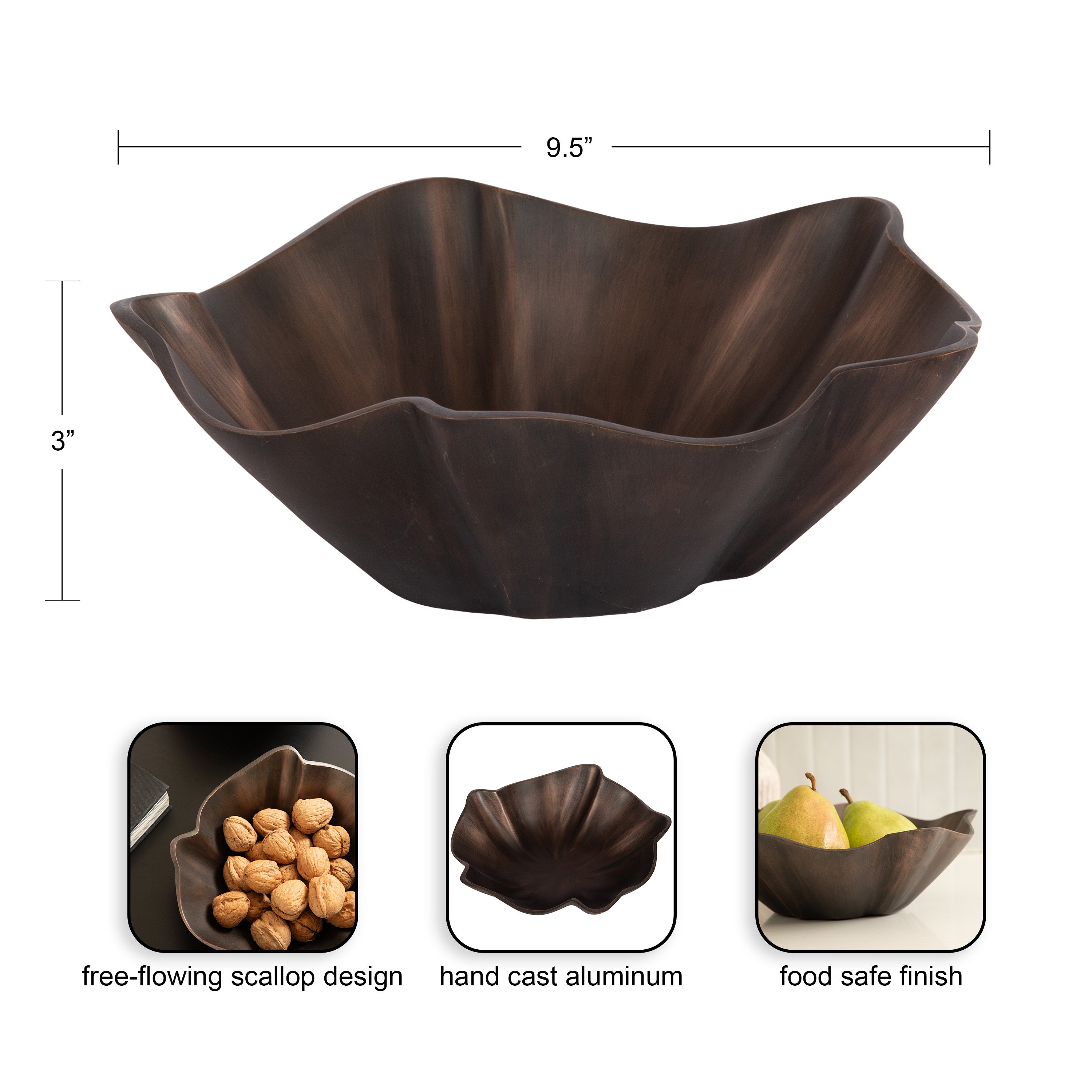 Serving Bowl Bronze 10" diameter 2