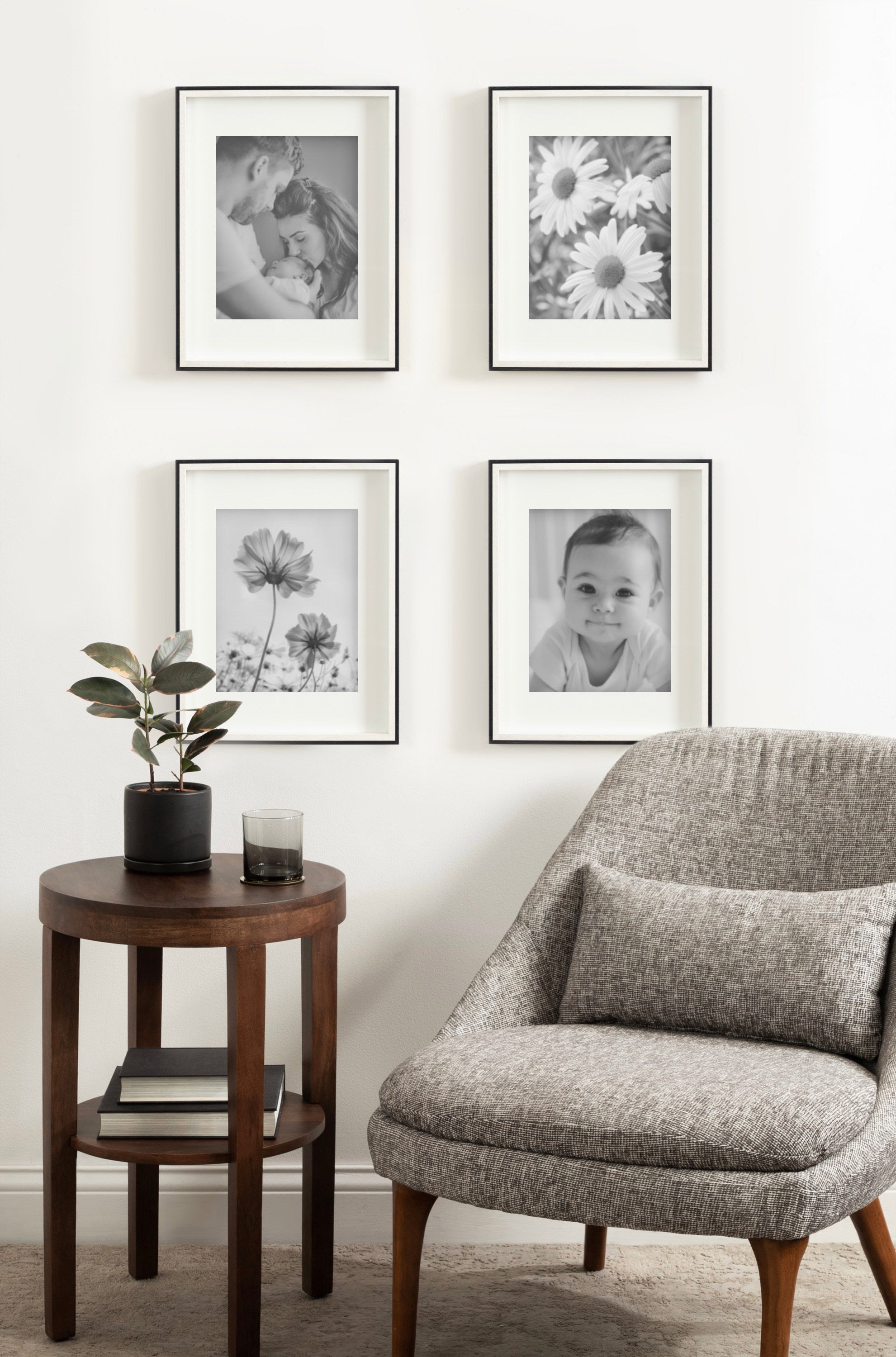 Wall Frame 11x14 matted to 8x10 Black White 6