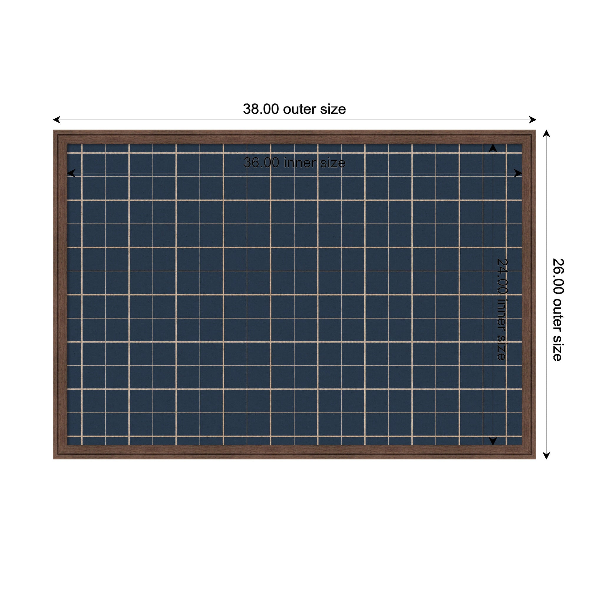 Framed Fabric Pinboard Navy Blue Plaid Wall Organization