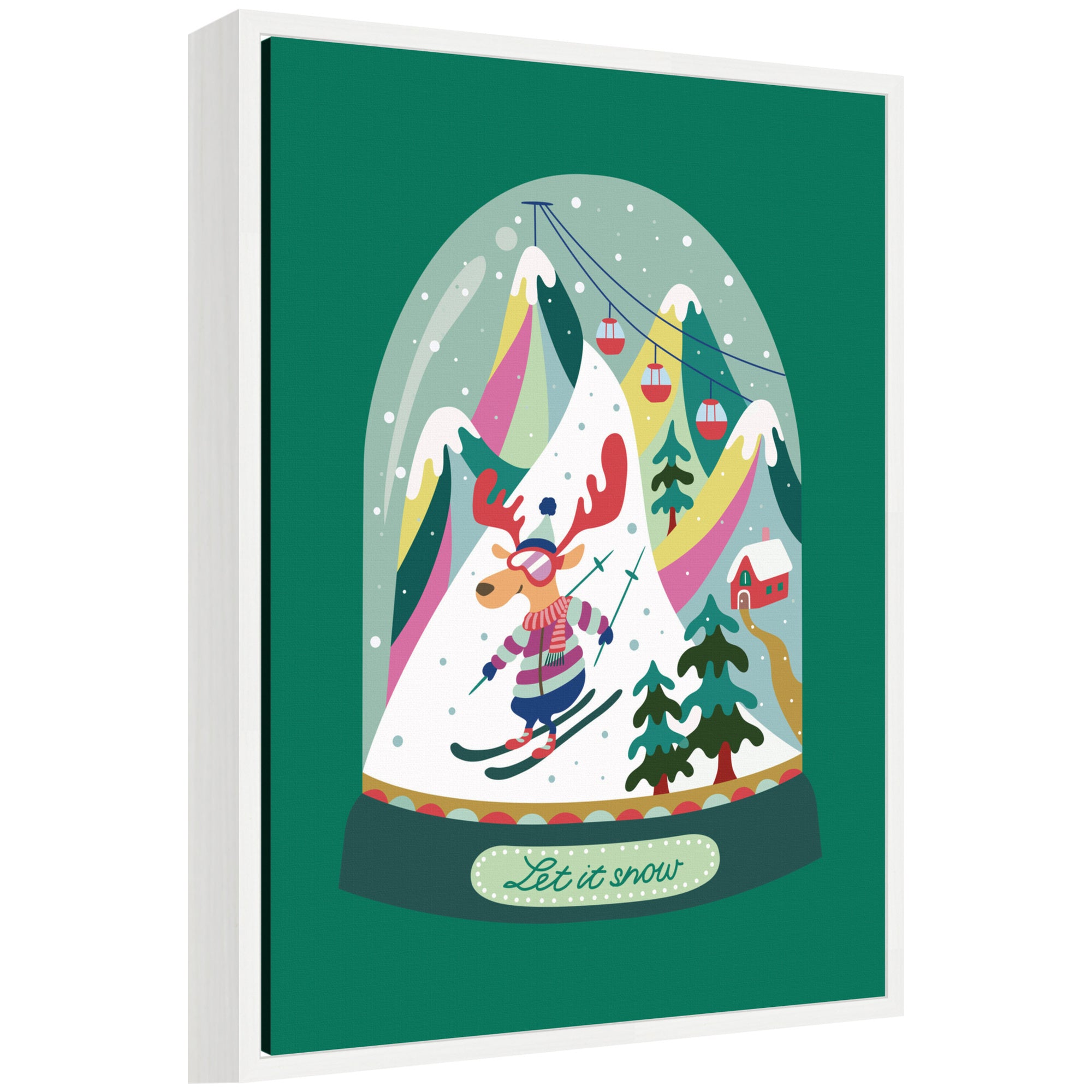 kate & laurel Sylvie Framed Canvas Snowy Mountain Skiing Deer by Rachel Lee