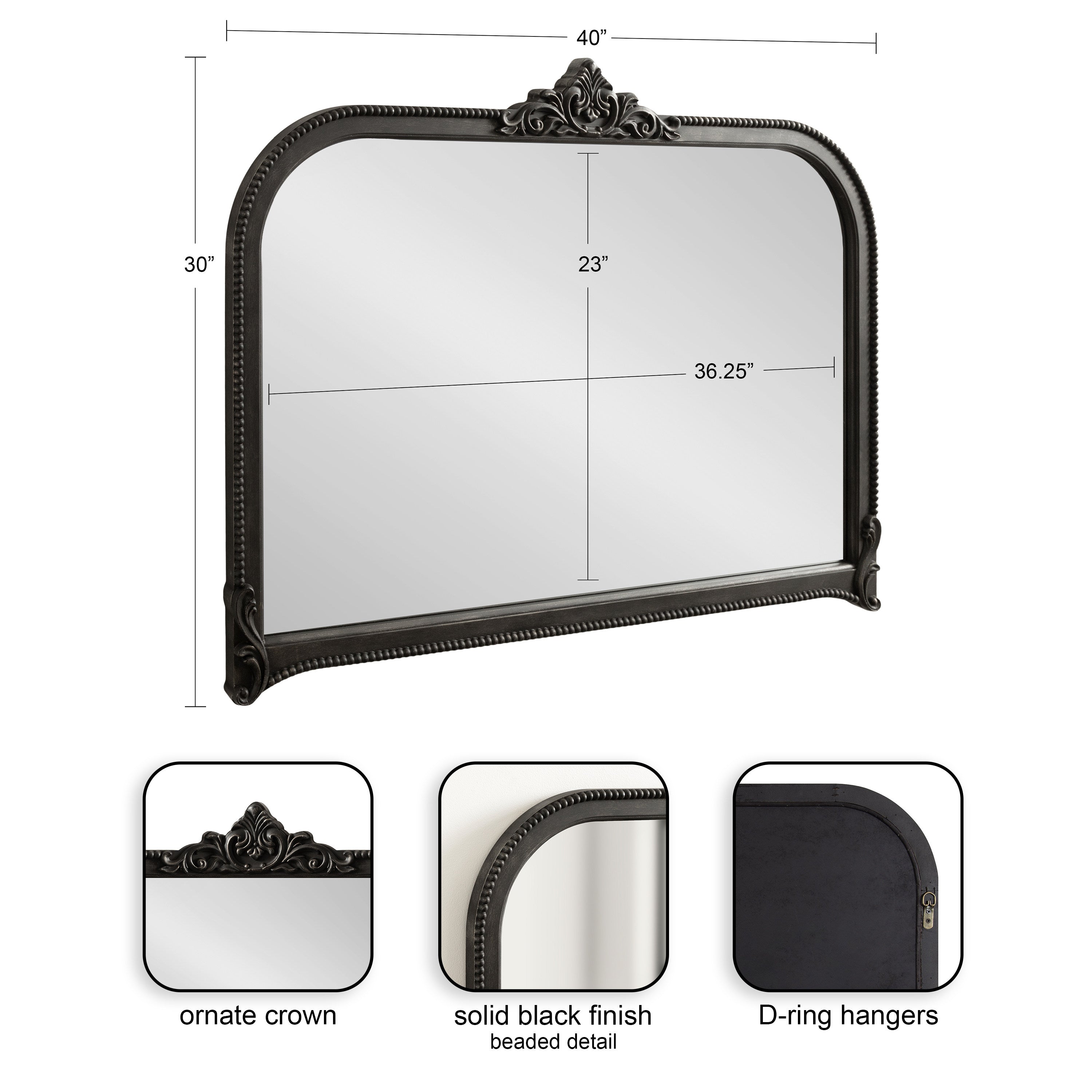 Arch Mirror 40x30 Black 2
