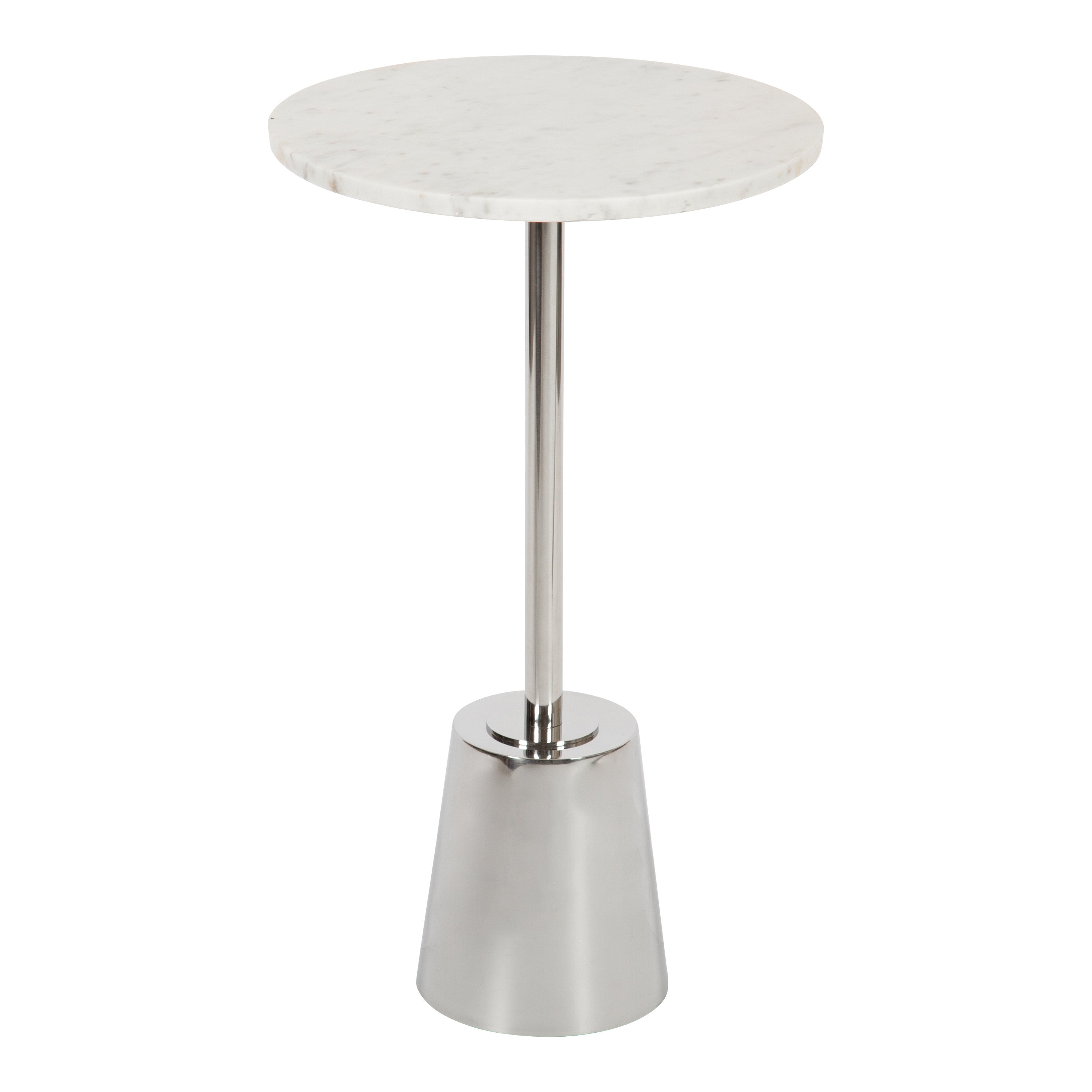 Side Table White Silver 14x14x24 1