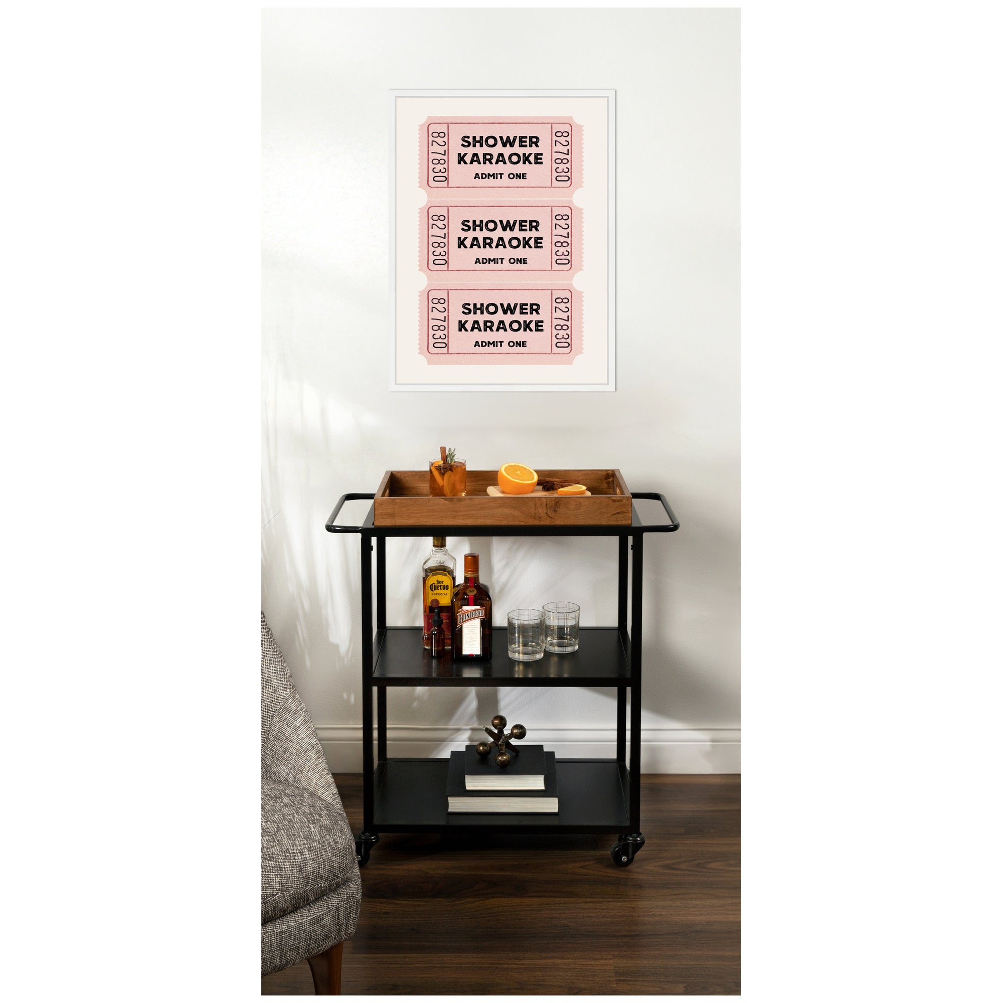 Shower Karaoke Tickets by Megan Ryan Framed Canvas Wall Art Print