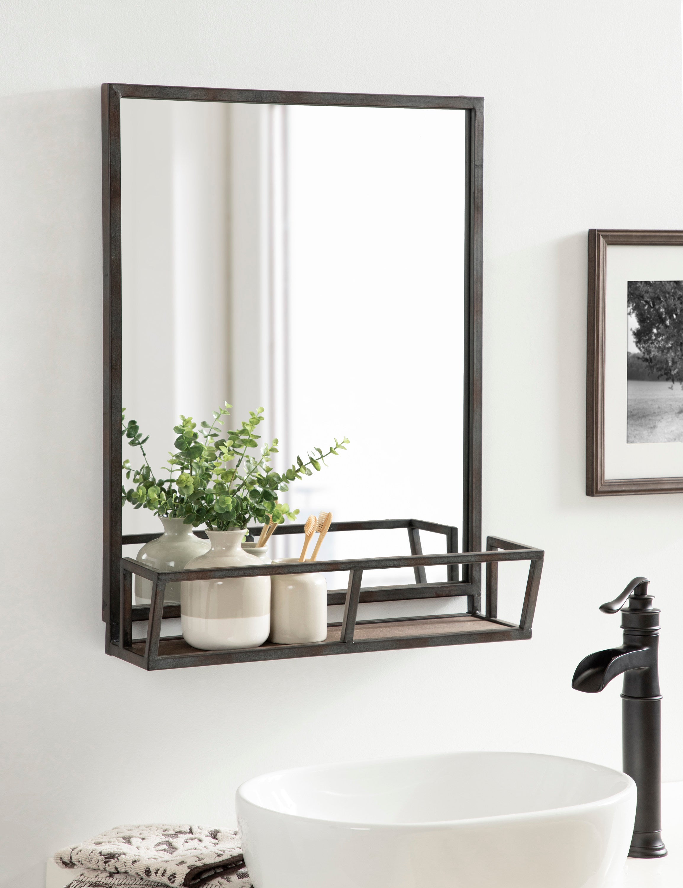 Jackson Metal Framed Mirror with Shelf