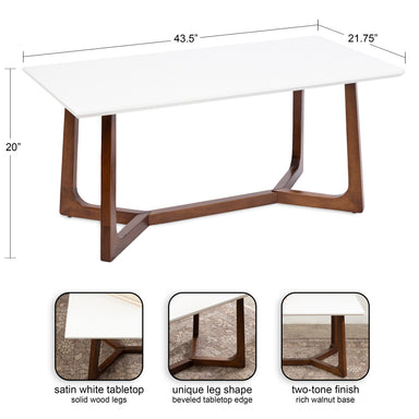 Coffee Table White Walnut Brown 44x22x20 2