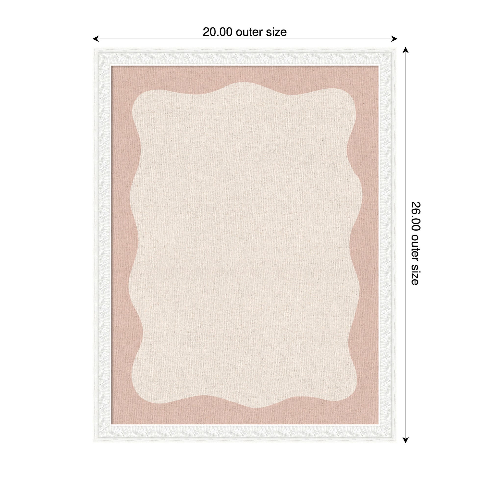 Framed Fabric Pinboard Wavy Linen Light and Pink Wall Organization