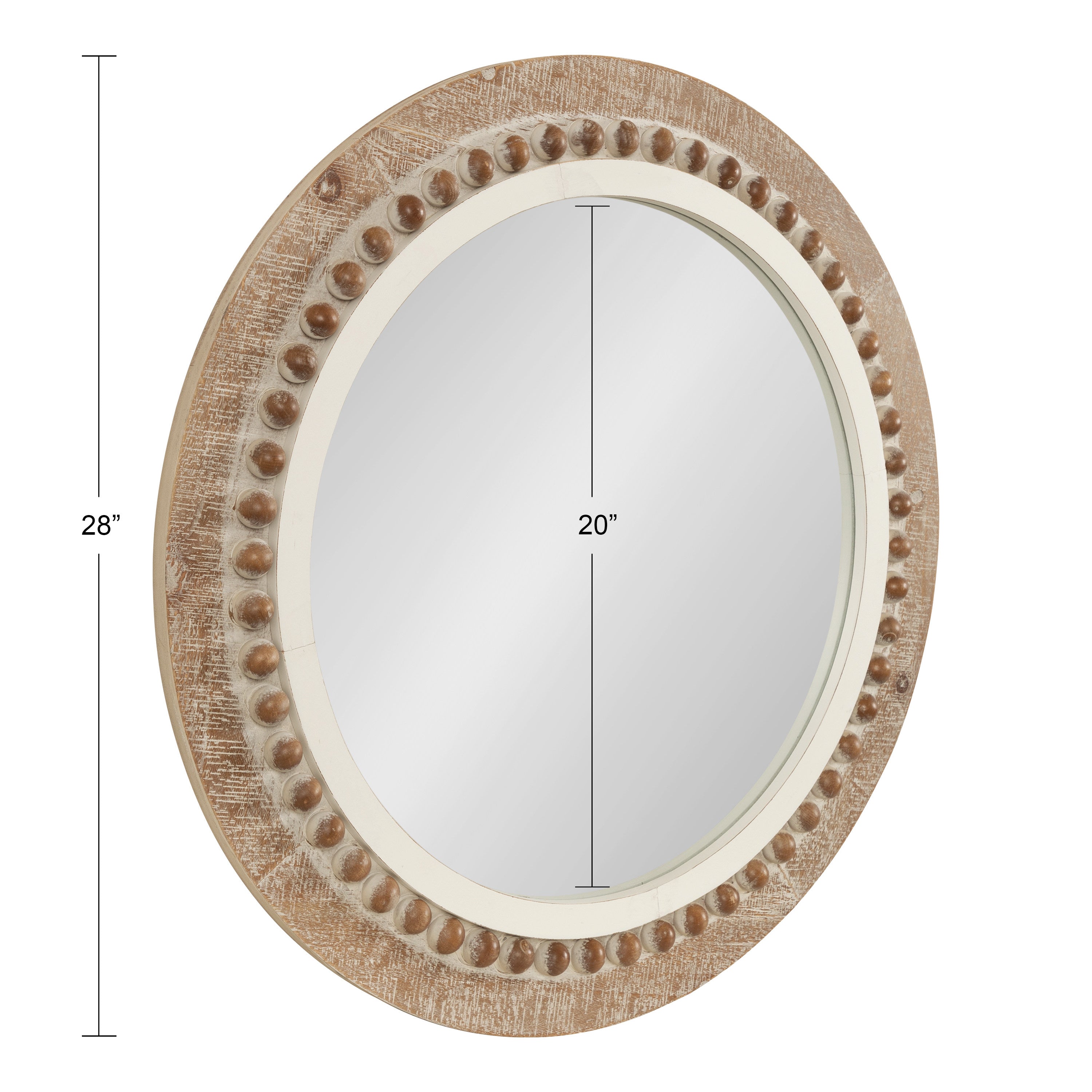 Round Mirror Rustic Brown White 28" Diameter 5