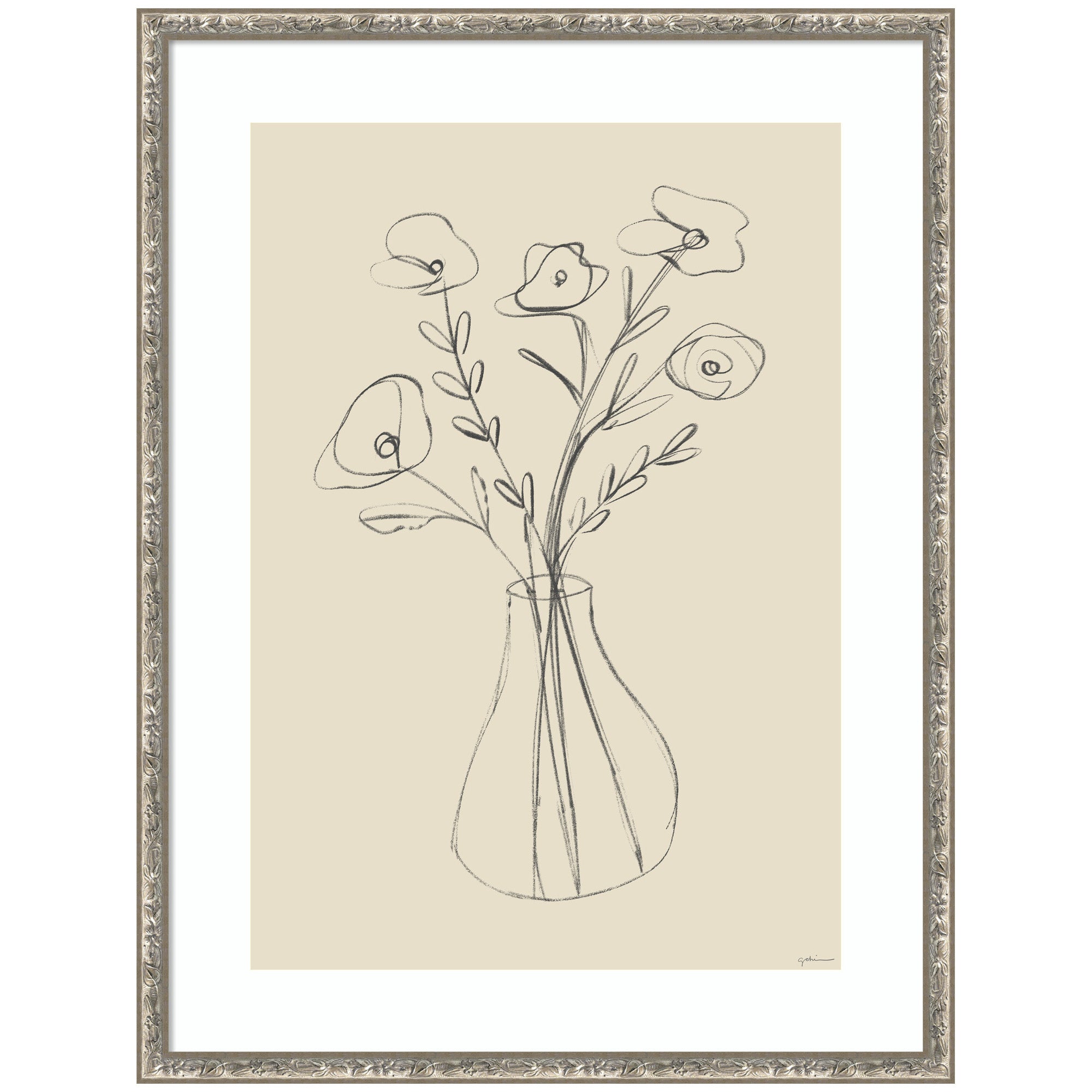 Floral Vase by Gabrielly Guedes Framed Wall Art Print
