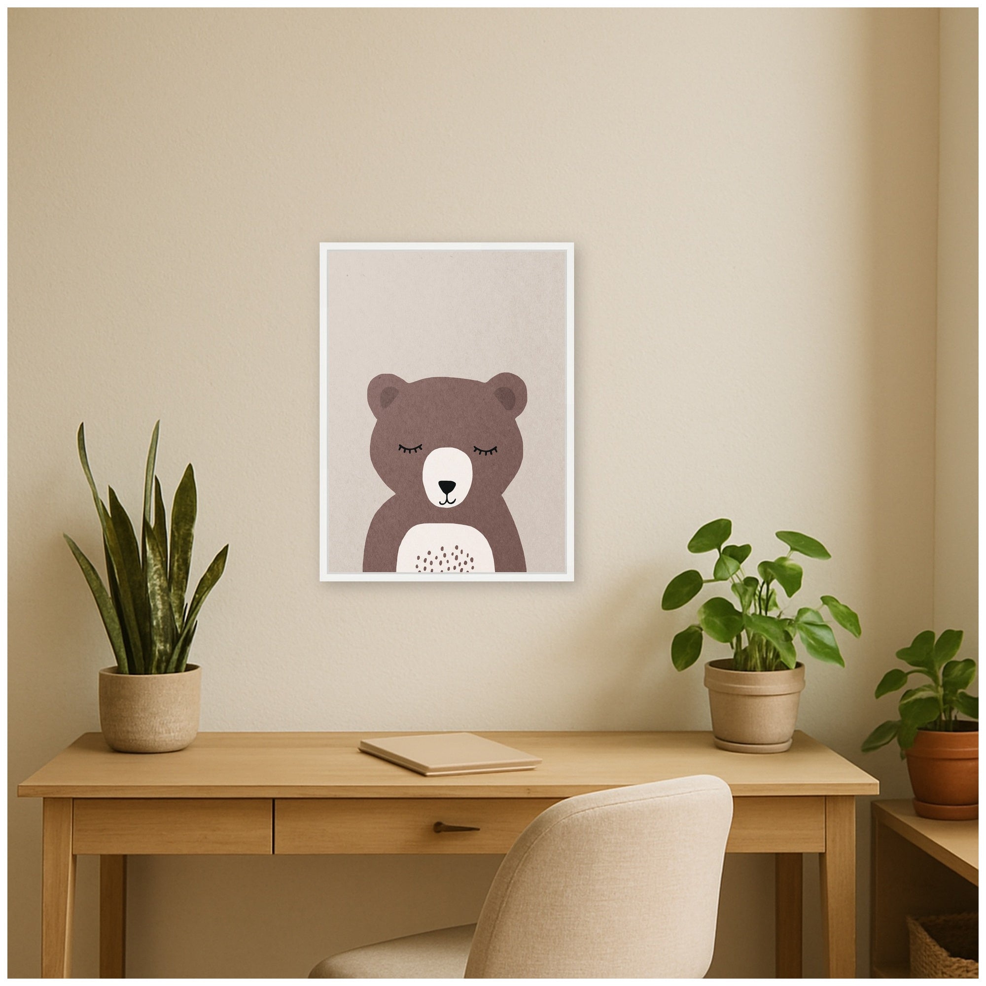 Bear by July Art Prints Framed Canvas Wall Art Print