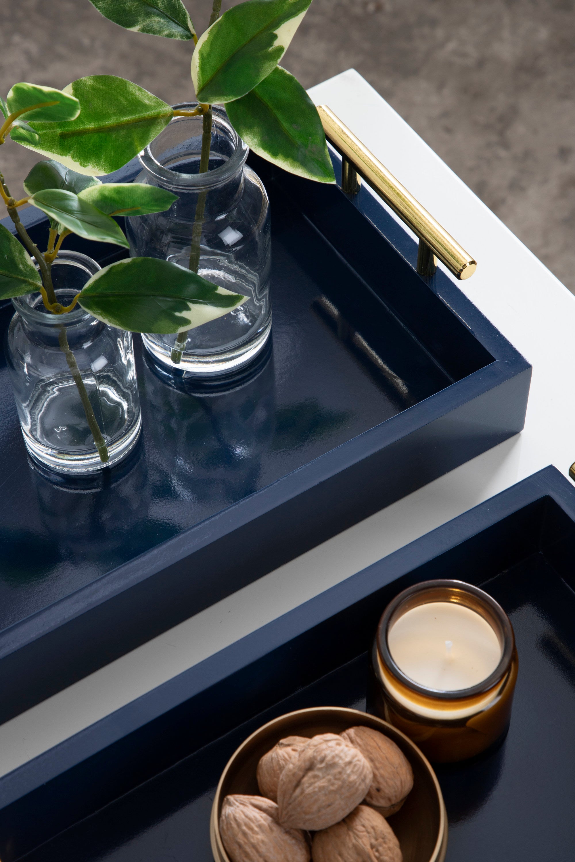 Tray Set Navy Blue Gold 2 Piece 7