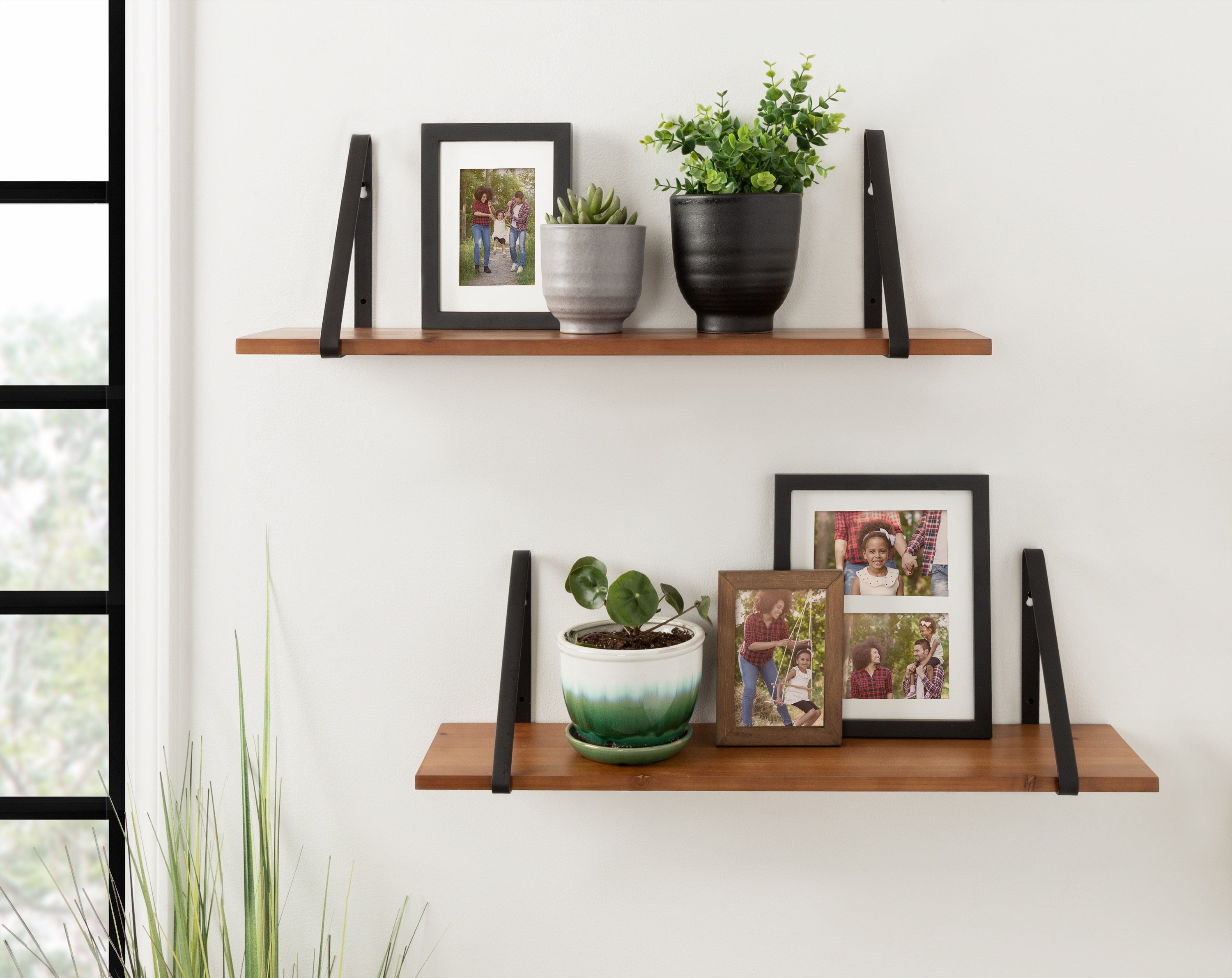 Floating Shelf Rustic Brown Black 2 Pk-28" 7