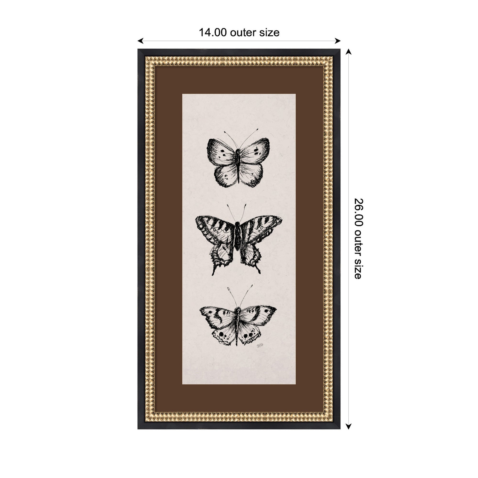 Framed Art 14x26 Brown Matted to 8x20 Castellan Black 2