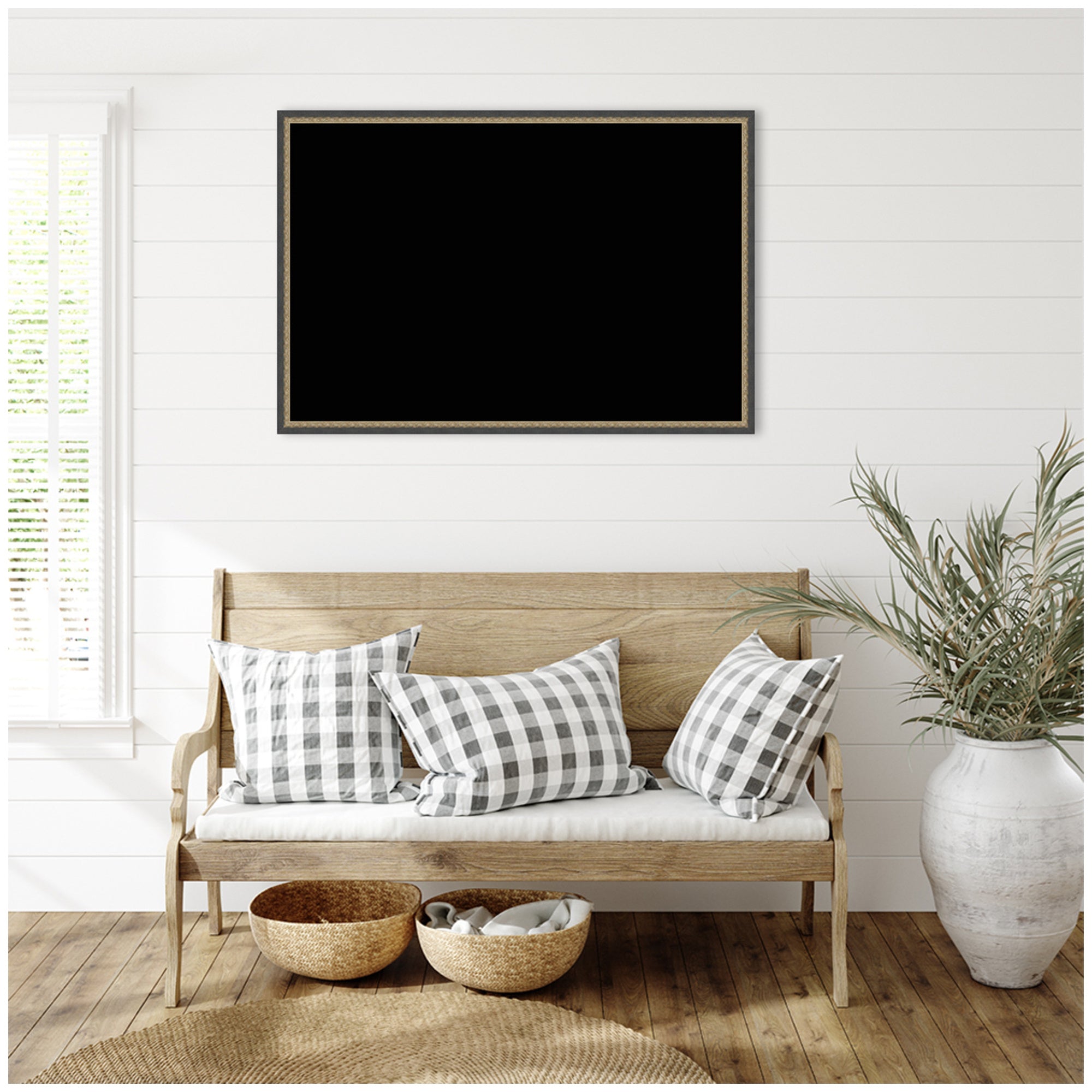 Framed Fabric Pinboard Black Wall Organization