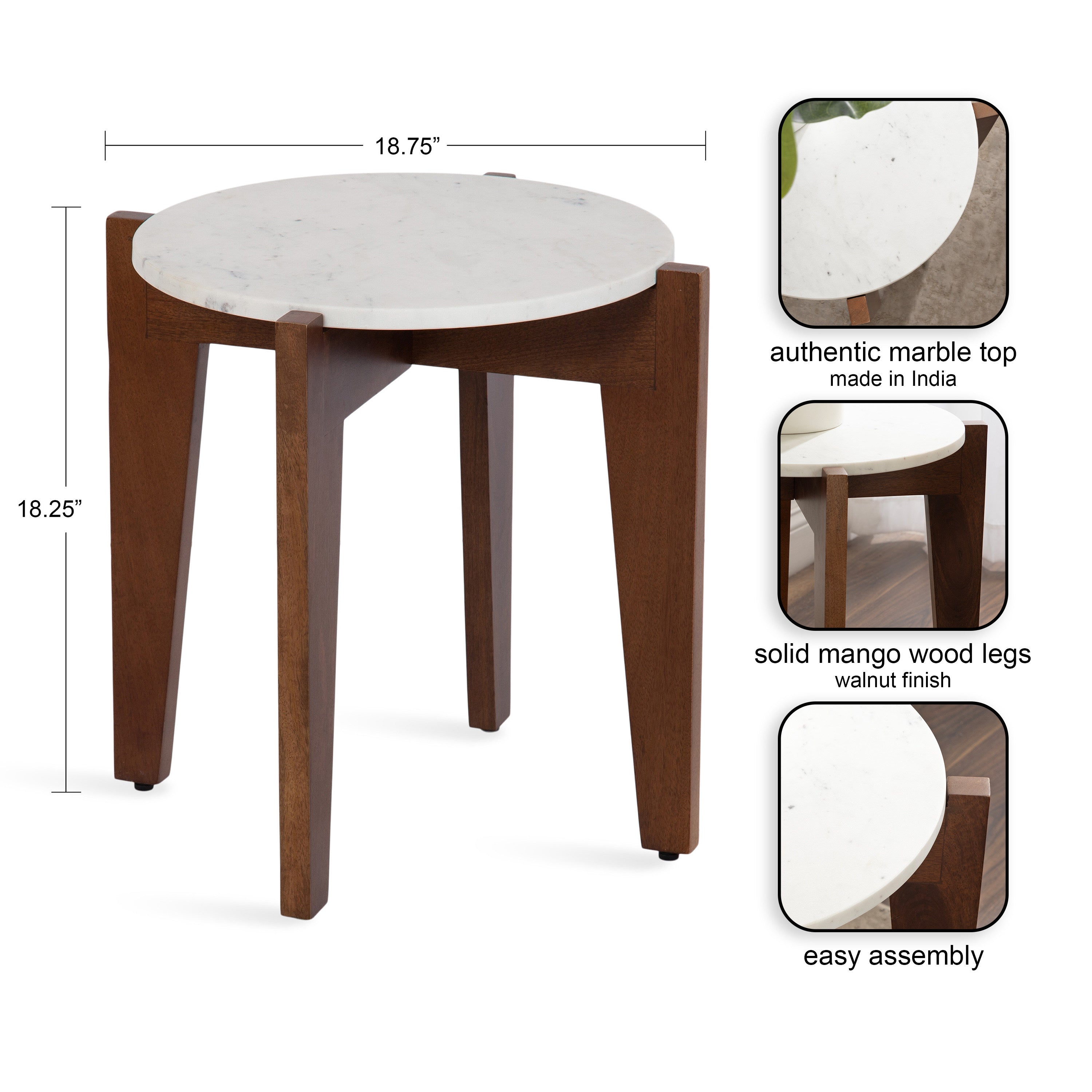 Icelyn Marble Side Table